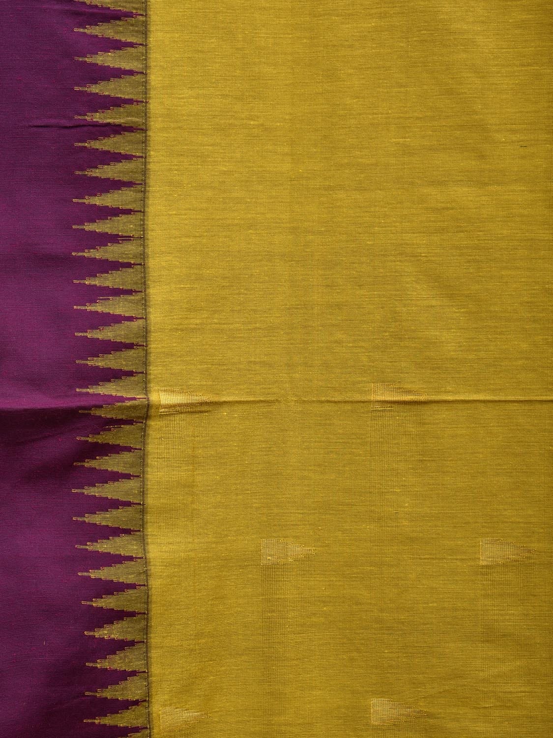 Olive and Purple Gadwal Cotton Saree with Pallu and Temple Border Design g0427