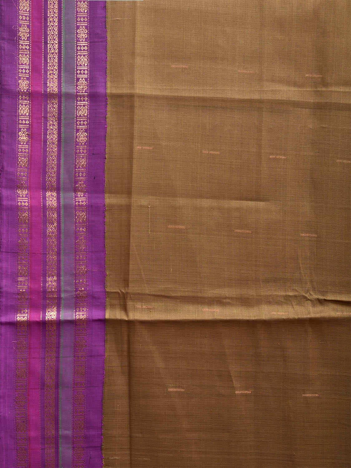 Olive and Purple Gadwal Cotton Silk Saree with Mango Pallu and Strips Border Design g0434