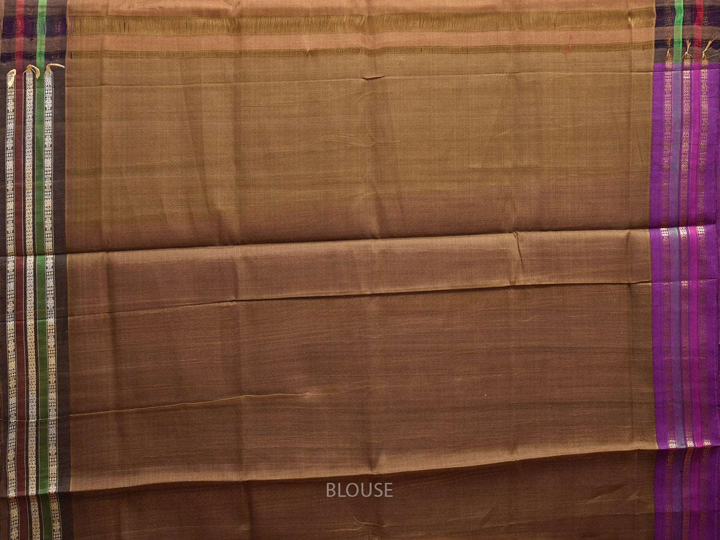 Olive and Purple Gadwal Cotton Silk Saree with Mango Pallu and Strips Border Design g0434