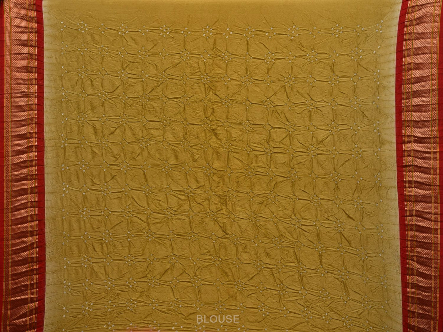 Olive and Red Bandhani Paithani Silk Handloom Saree with Pallu Design bn0436