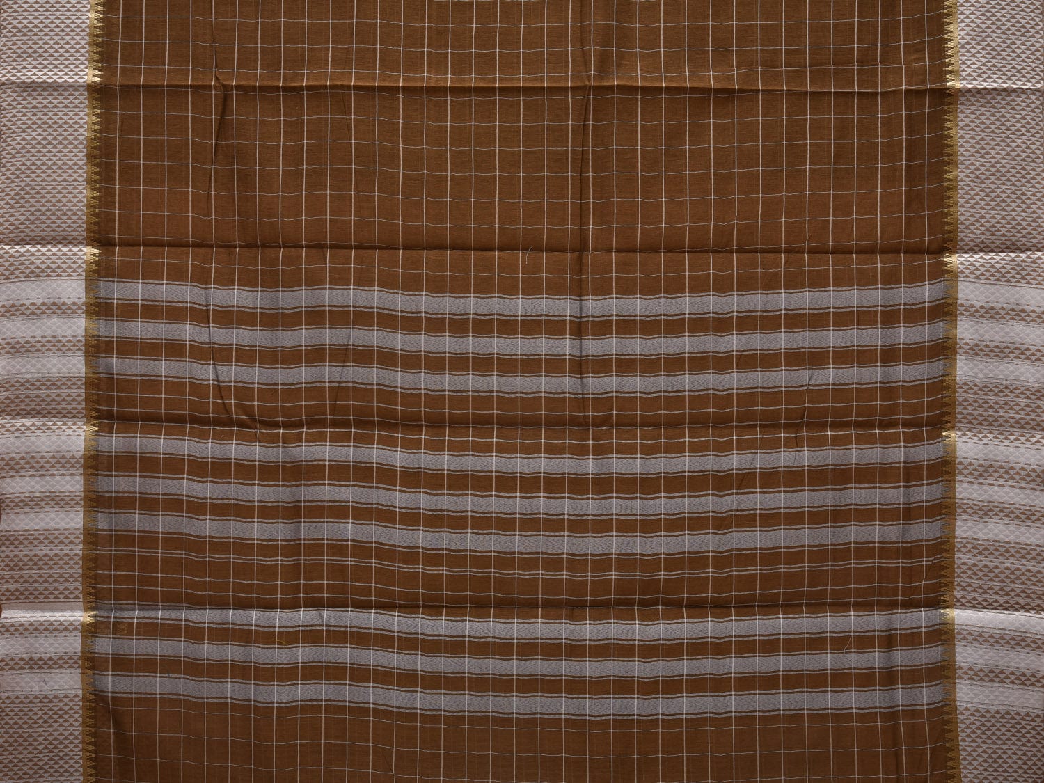 Olive Bamboo Cotton Saree with Checks Design bc0051