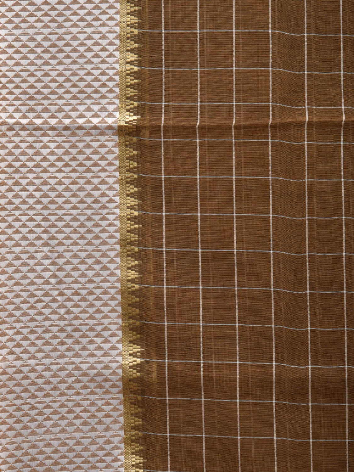 Olive Bamboo Cotton Saree with Checks Design bc0051
