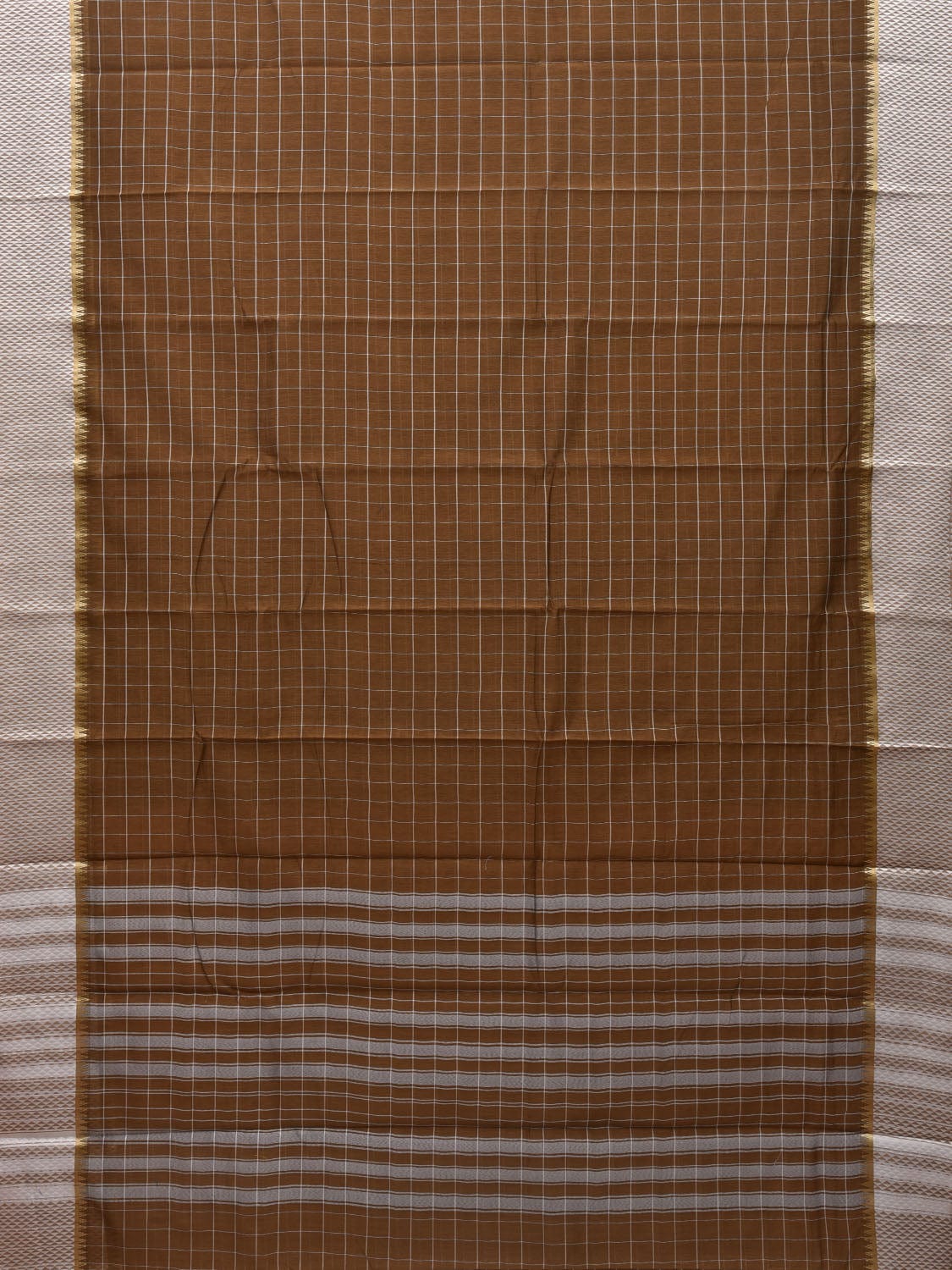 Olive Bamboo Cotton Saree with Checks Design bc0051