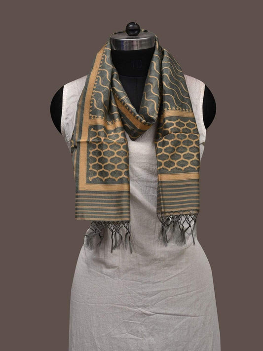 Olive Banaras Cotton Silk Handloom Stole with Diagonal Design ds2369
