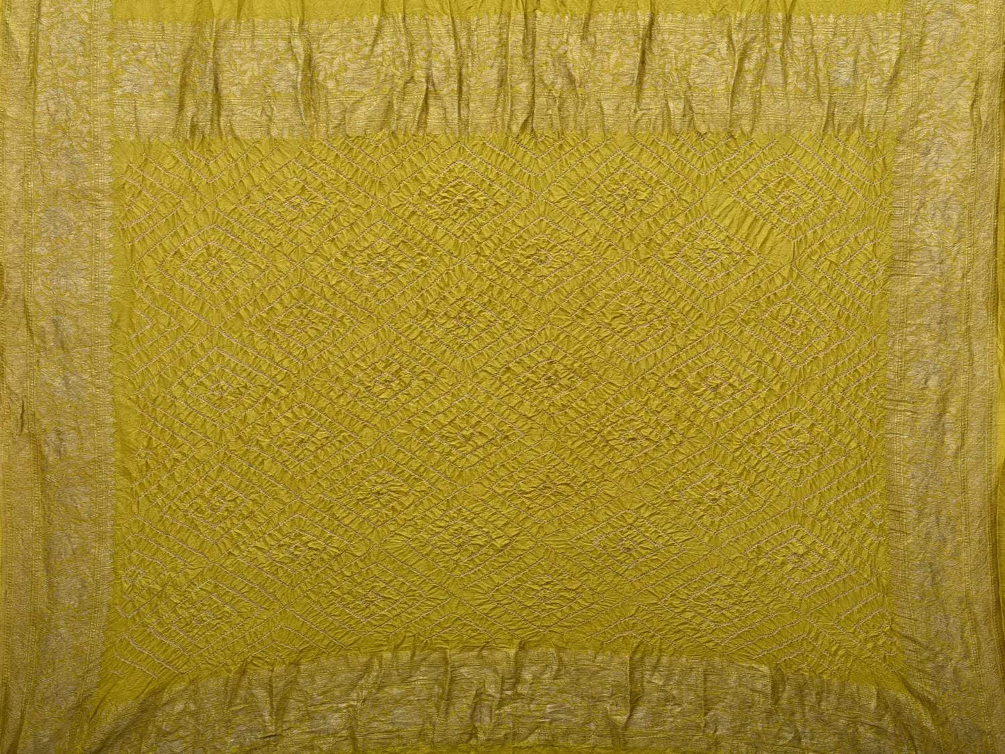 Olive Bandhani Banaras Georgette Saree with Border and Pallu Design bn0258