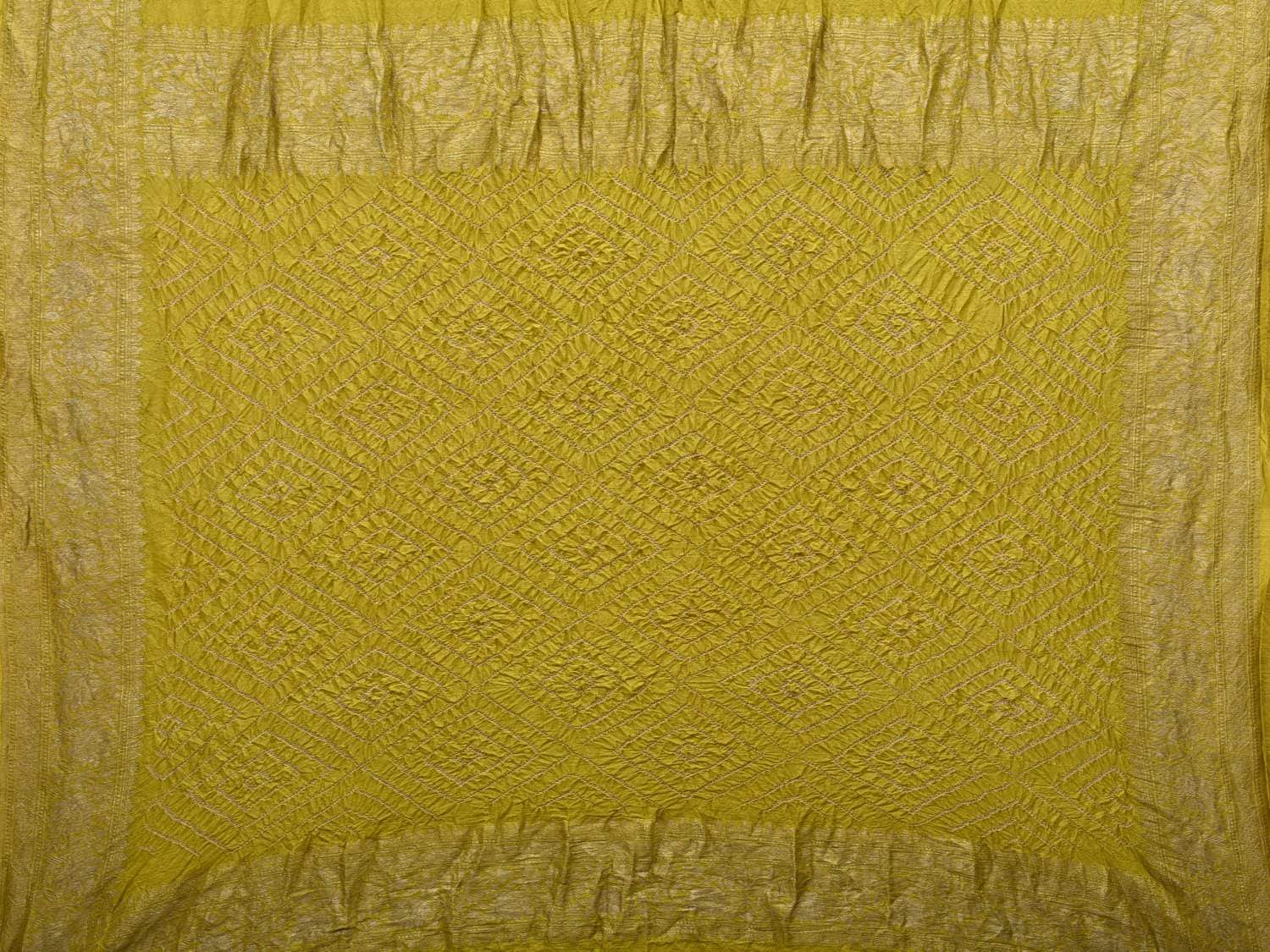 Olive Bandhani Banaras Georgette Saree with Border and Pallu Design bn0258