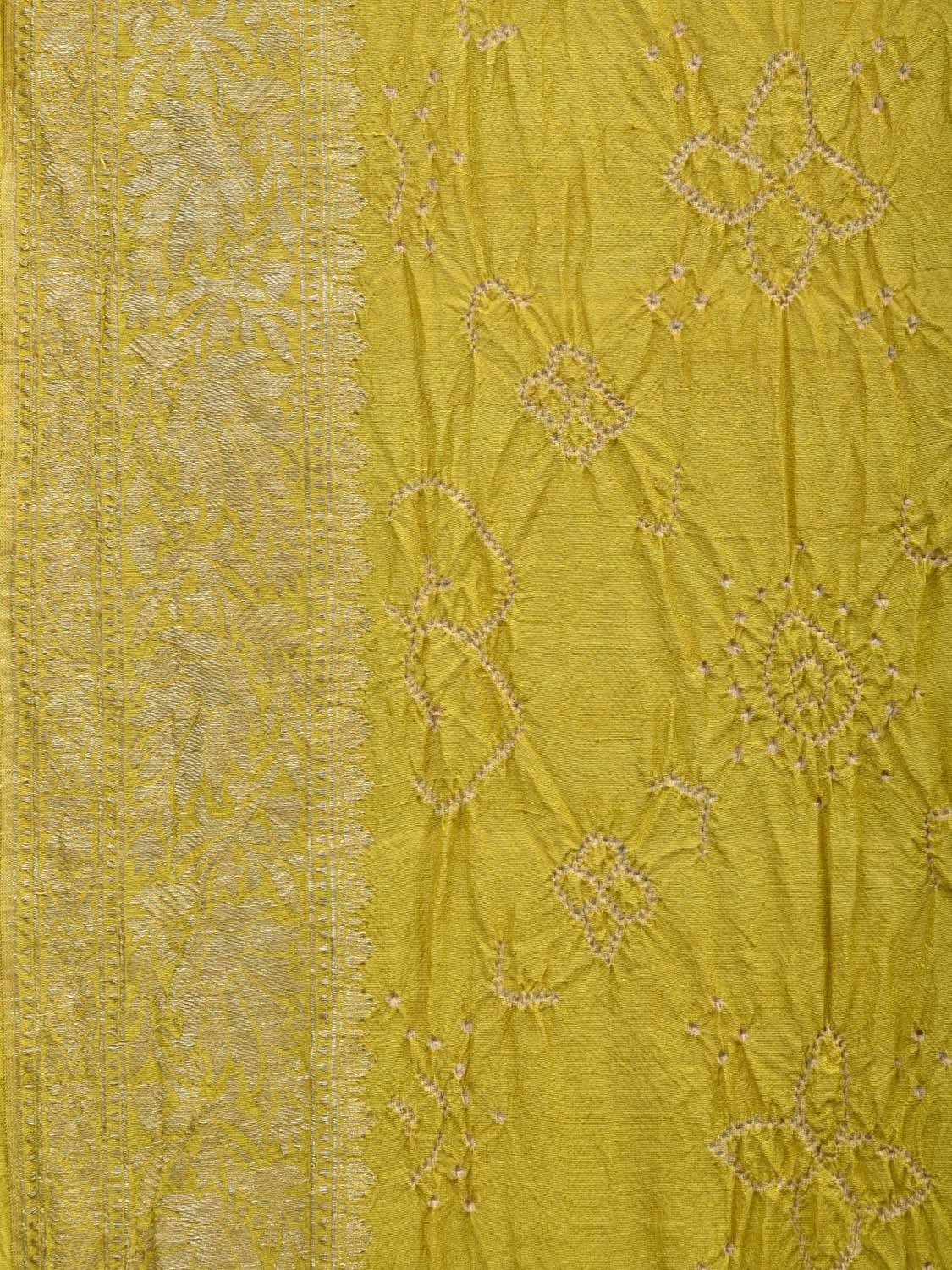 Olive Bandhani Banaras Georgette Saree with Border and Pallu Design bn0258