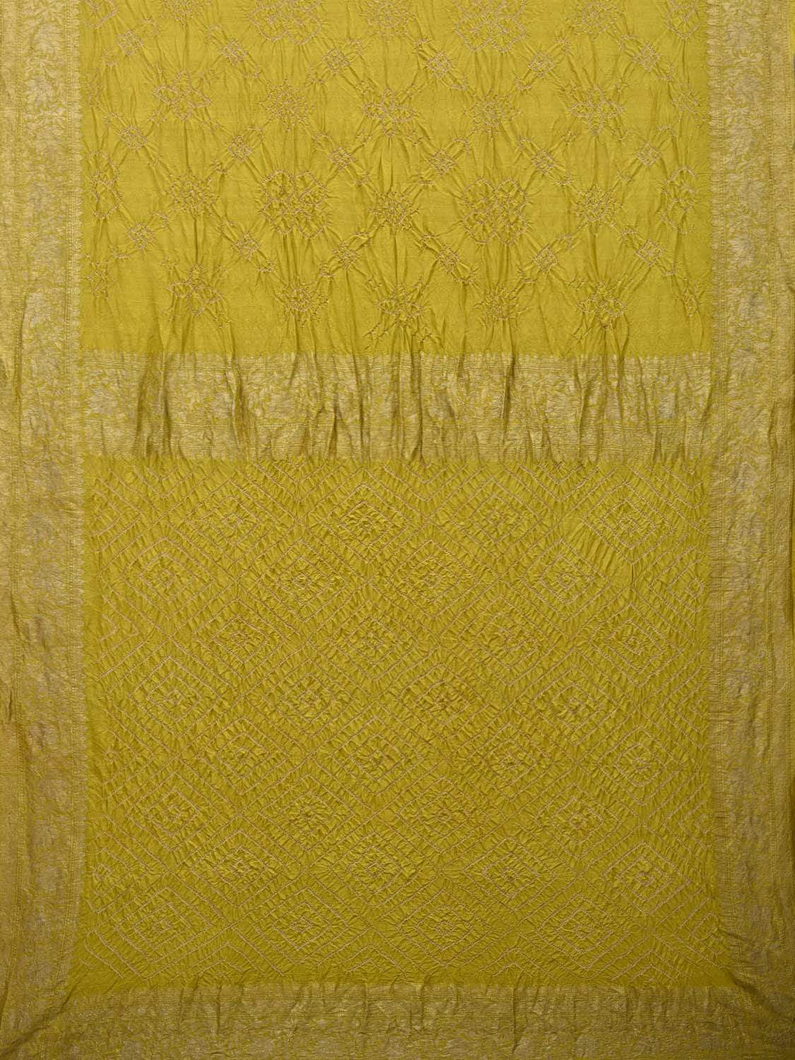 Olive Bandhani Banaras Georgette Saree with Border and Pallu Design bn0258