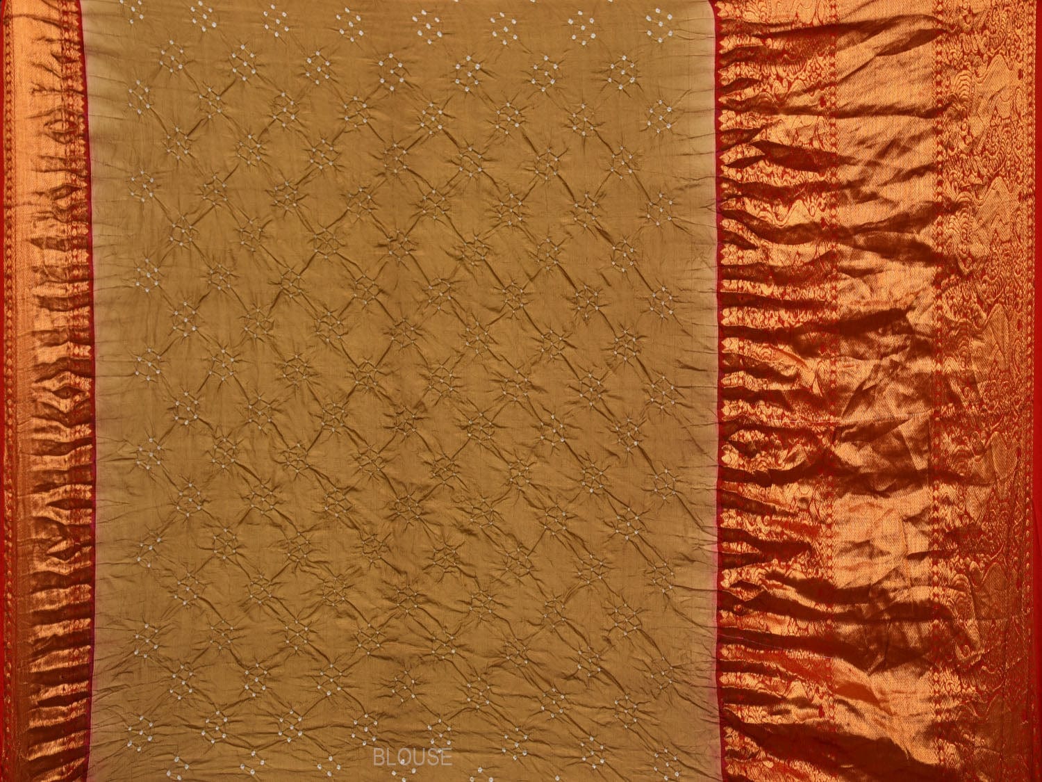 Olive Bandhani Kanchipuram Silk Handloom Saree with Border and Pallu Design bn0428