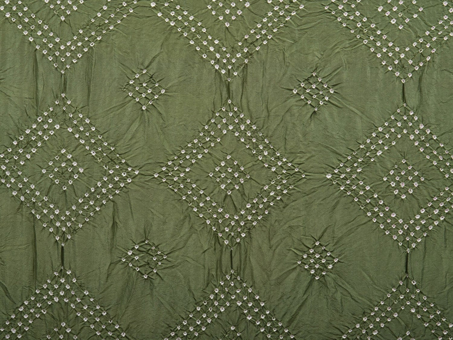 Olive Bandhani Paithani Silk Handloom Saree with Peacocks Pallu Design bn0379