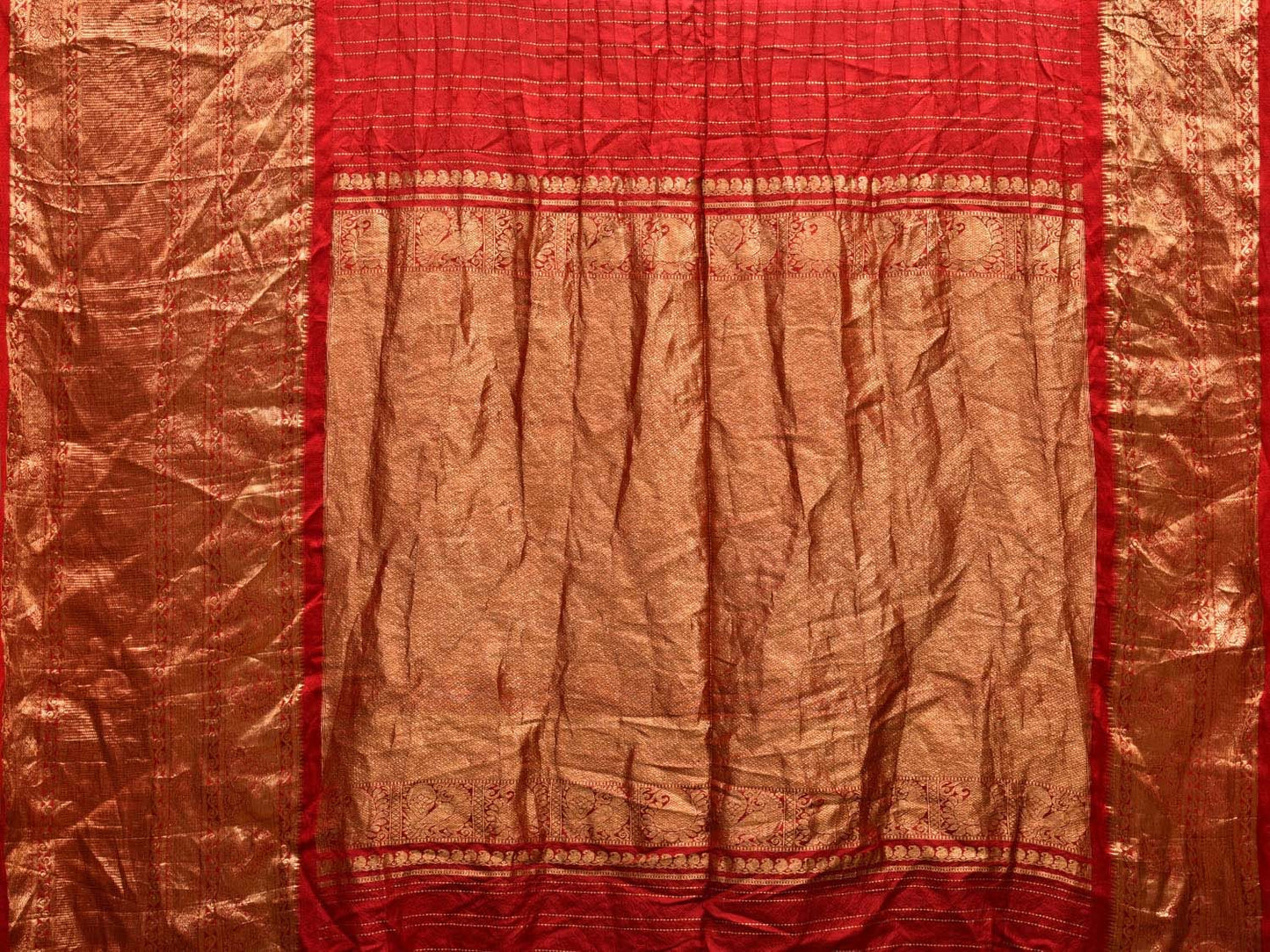 Olive Green and Red Bandhani Kanchipuram Silk Handloom Saree with Floral Design bn0499