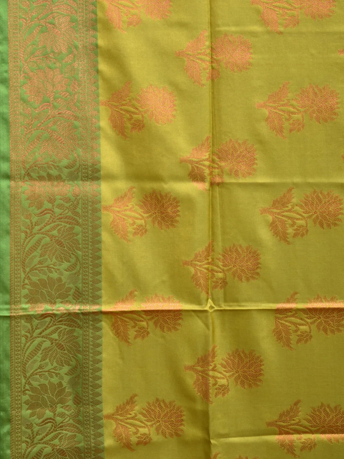 Olive Green Katan Silk Saree with Border and Body Butta Design b0143ds