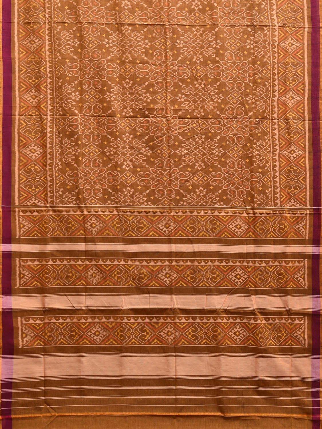 Olive Ikat Cotton Handloom Saree with All Over Design i0888