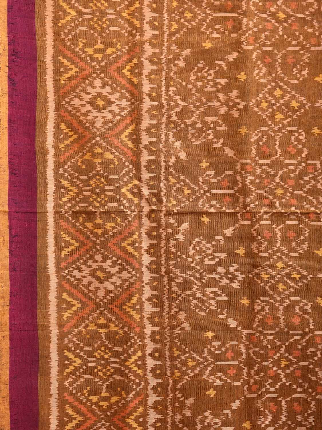 Olive Ikat Cotton Handloom Saree with All Over Design i0888