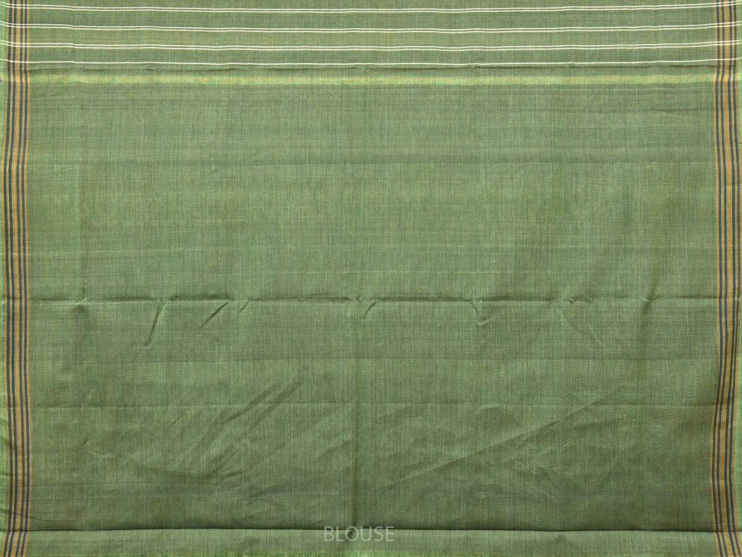 Olive Ikat Cotton Handloom Saree with All Over Grill and Border Design i0785