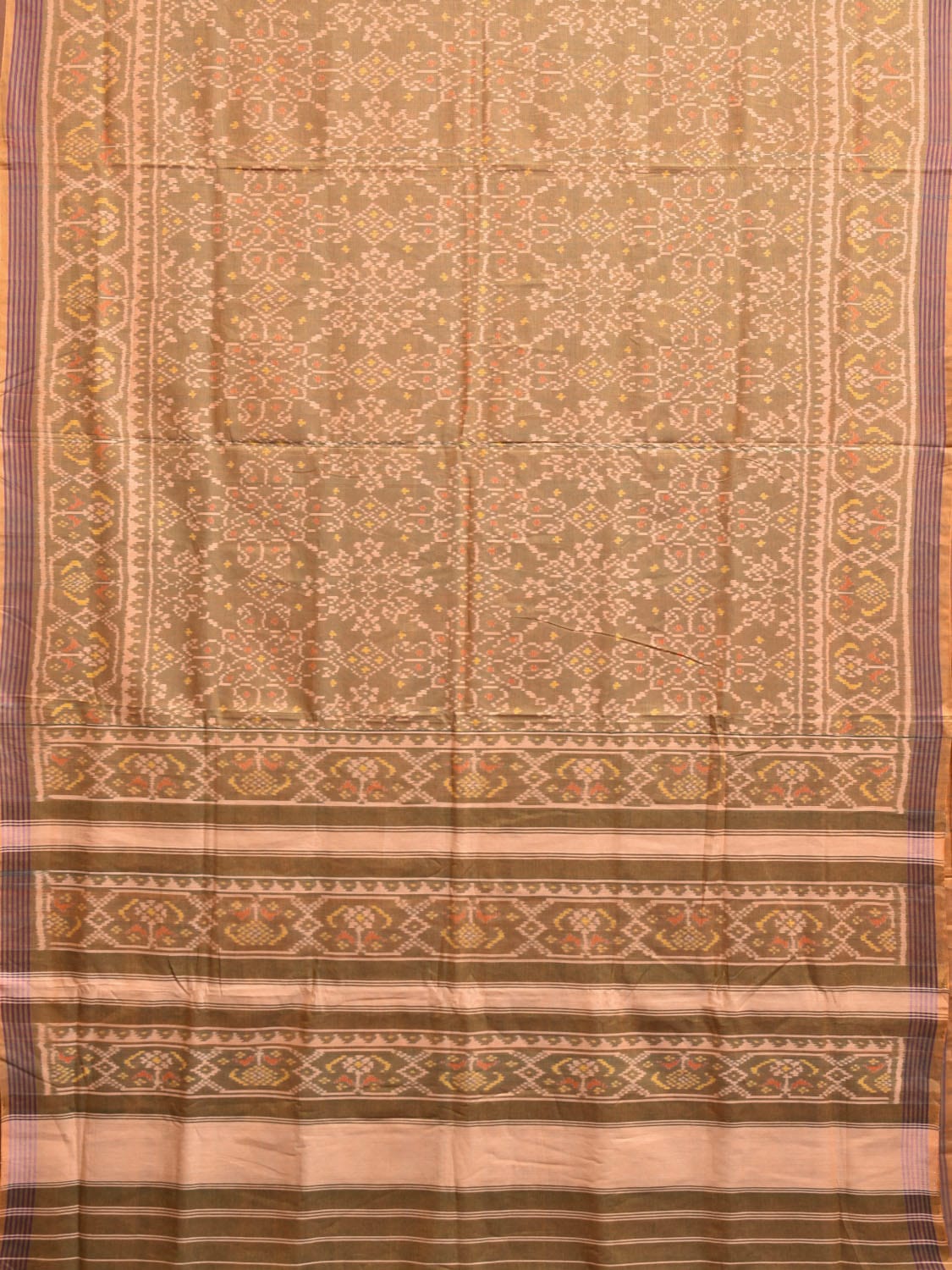 Olive Ikat Cotton Saree with All Over and Border Design i0915