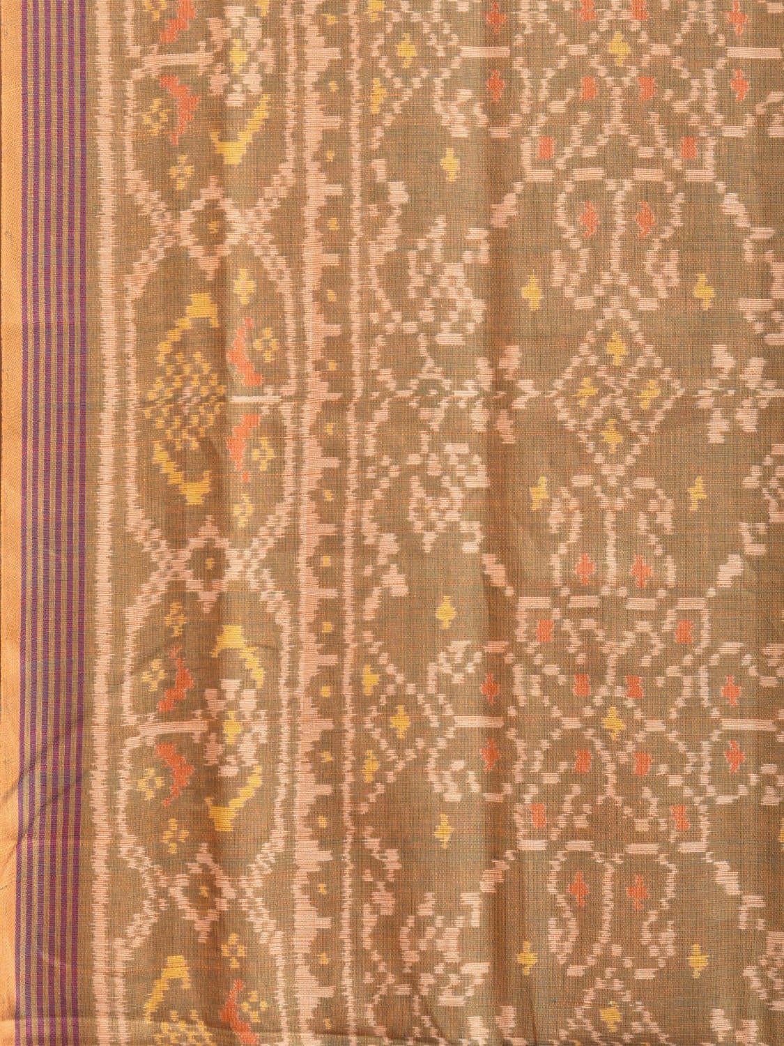 Olive Ikat Cotton Saree with All Over and Border Design i0915