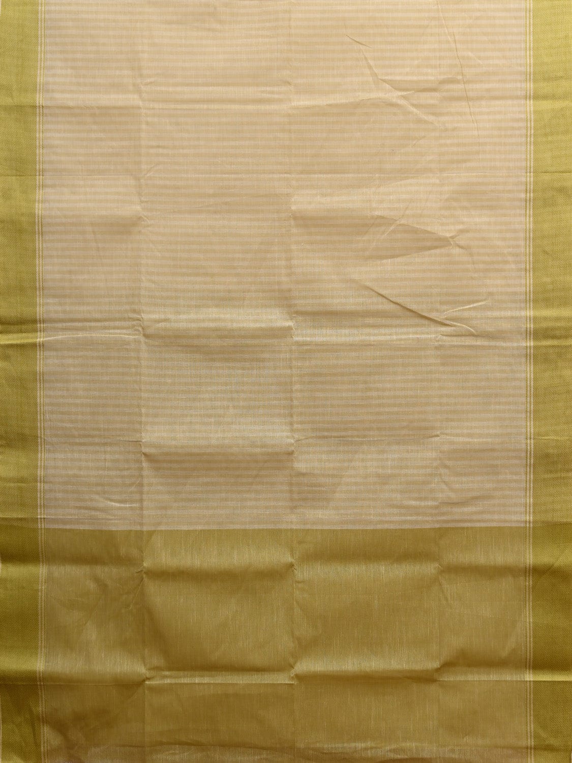 Olive Kanchipuram Cotton Handloom Saree with Strips Body Design k0592