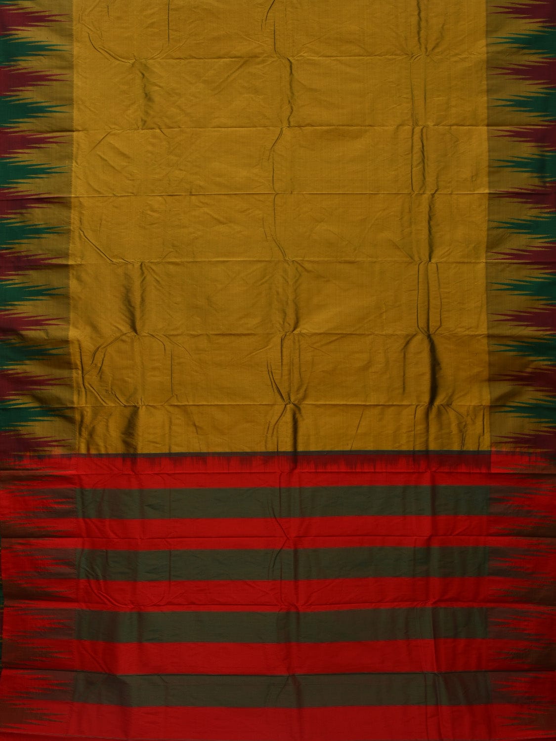 Olive Kanchipuram Silk Handloom Saree with Big Temple Border Design k0519