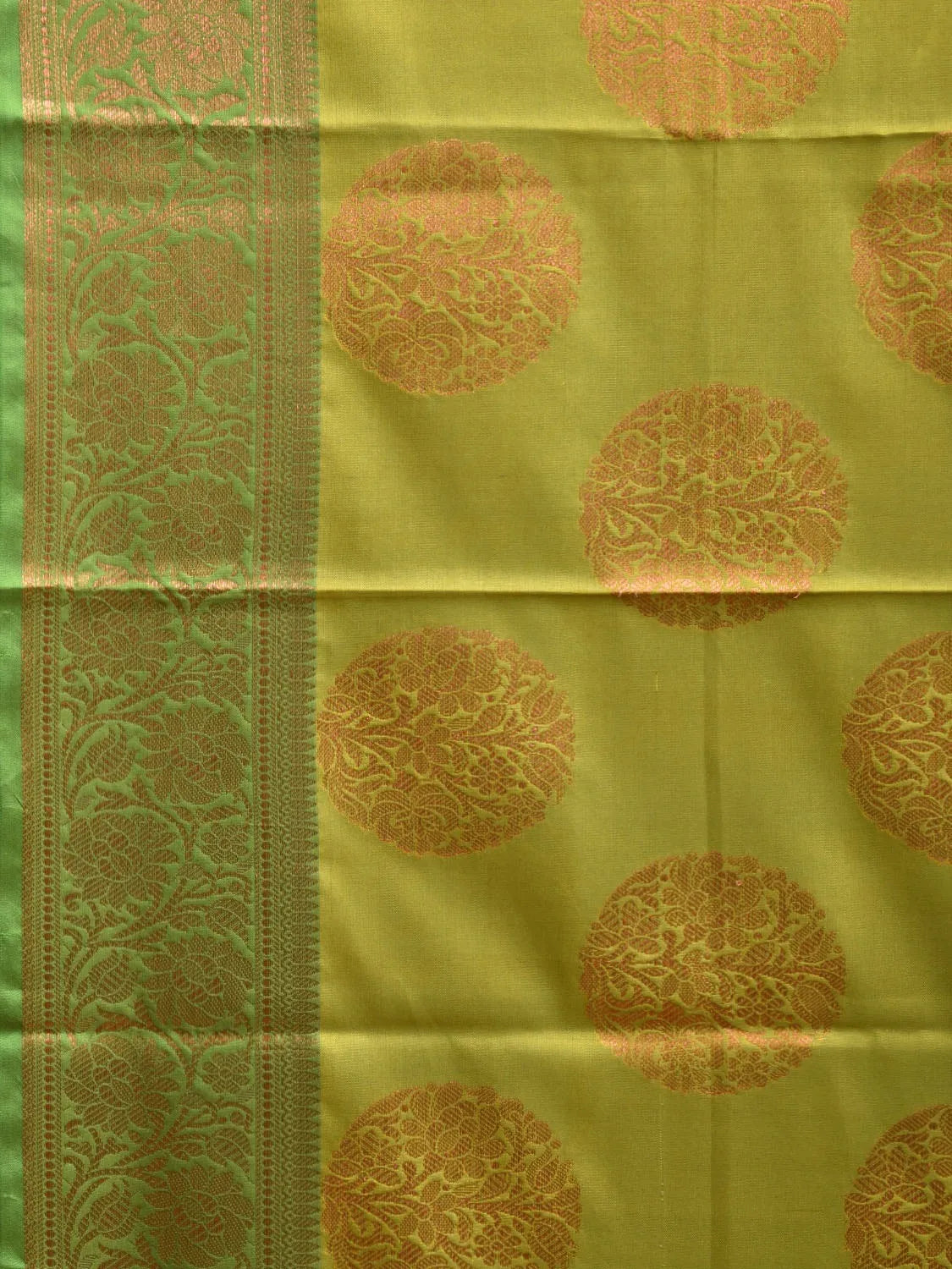 Olive Katan Silk Saree with Border and Body Butta Design b0150ds
