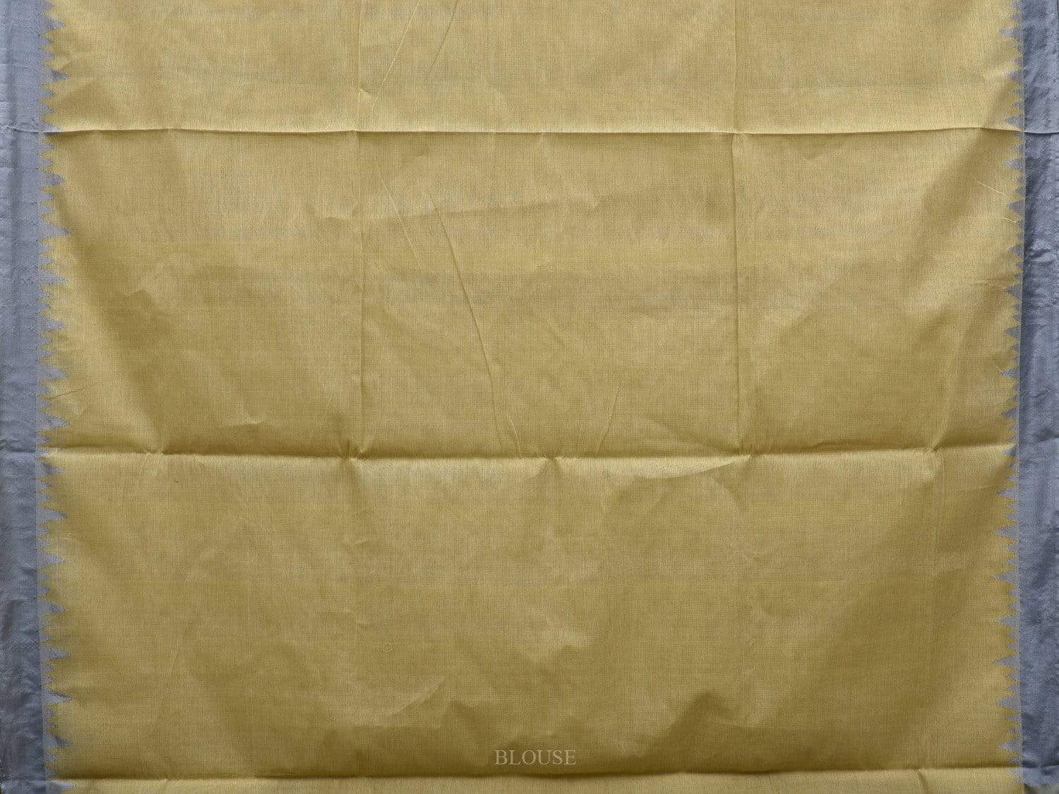 Olive Khadi Cotton Handloom Plain Saree with Temple Border Design kh0534