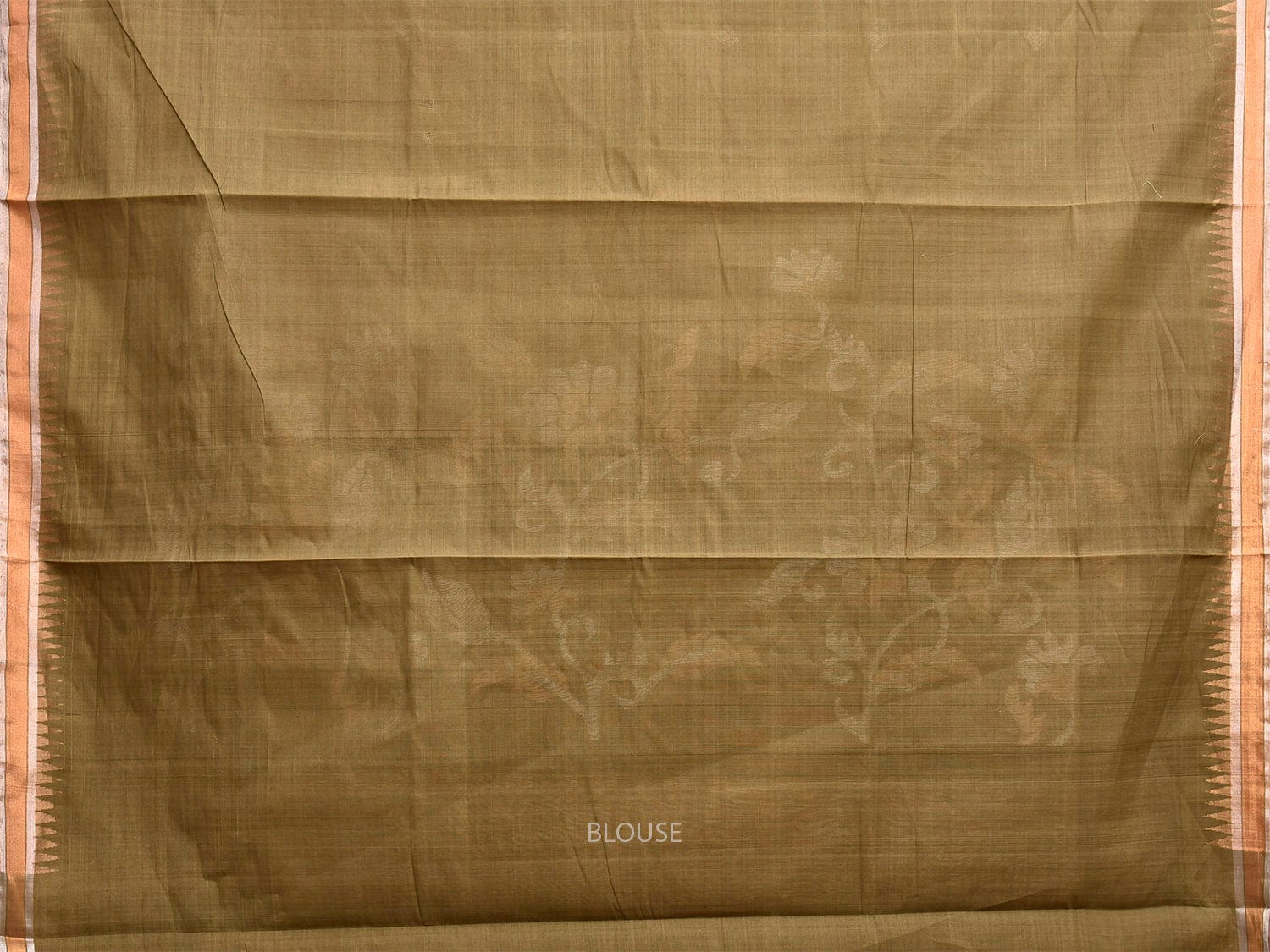 Olive Khadi Cotton Handloom Saree with Floral Pallu Design kh0717