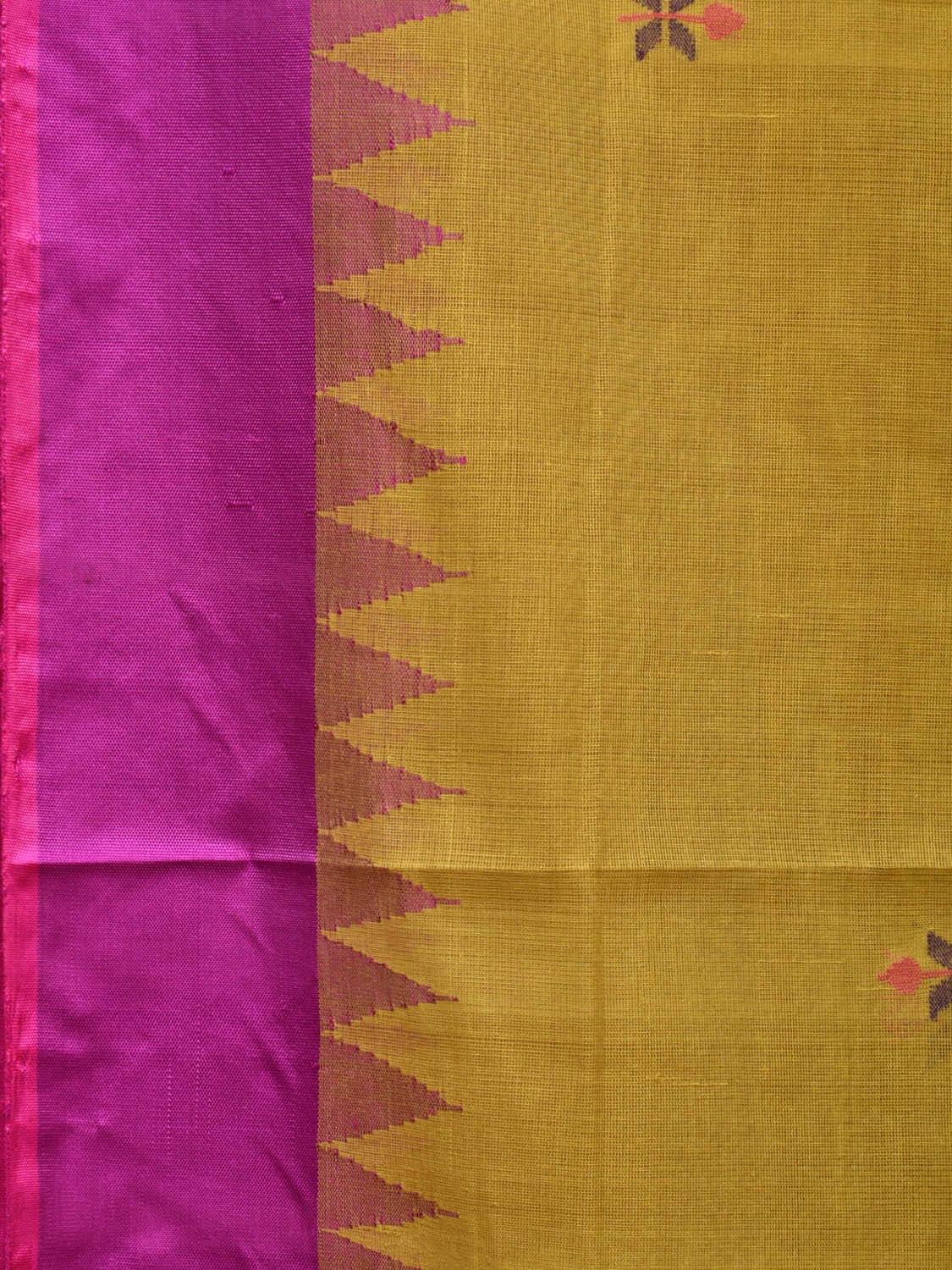 Olive Khadi Cotton Handloom Saree with Jamdani Body Buta Design kh0653