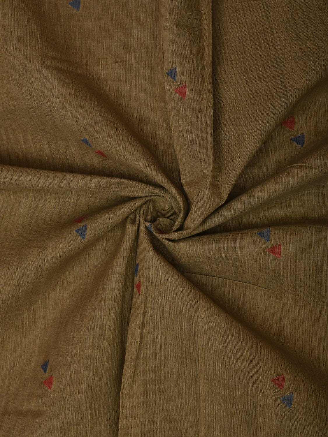 Olive Khadi Cotton Natural Dye Handloom 2.5mts Fabric with Buta Design f0193