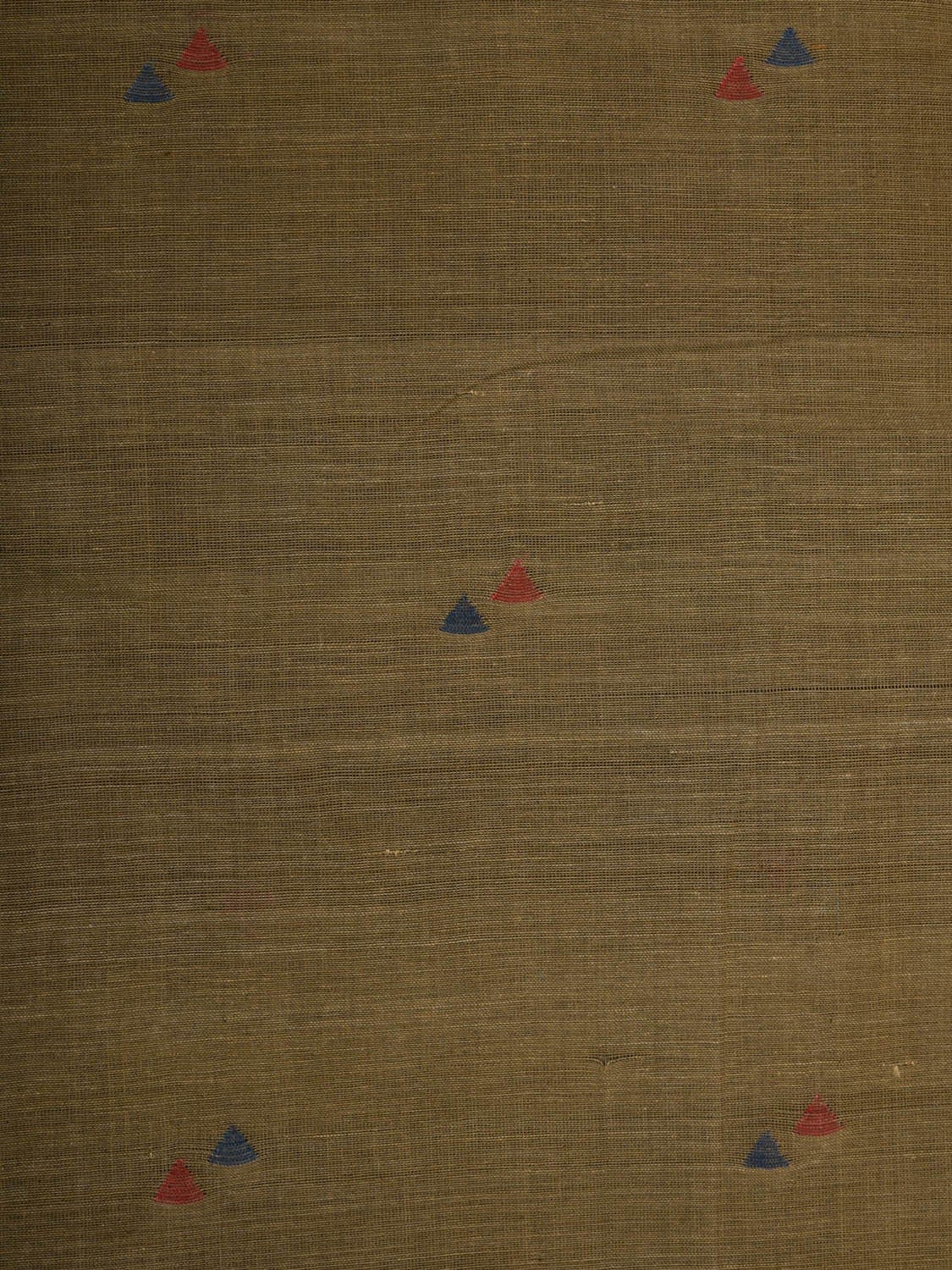 Olive Khadi Cotton Natural Dye Handloom 2.5mts Fabric with Buta Design f0193