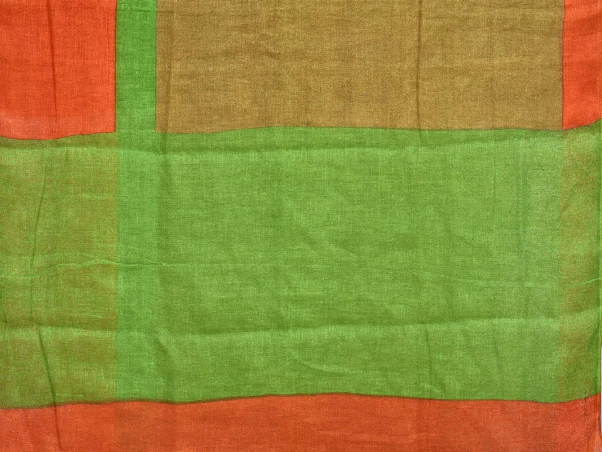 Olive Linen Handloom Plain Saree with One Side Big Border L0091