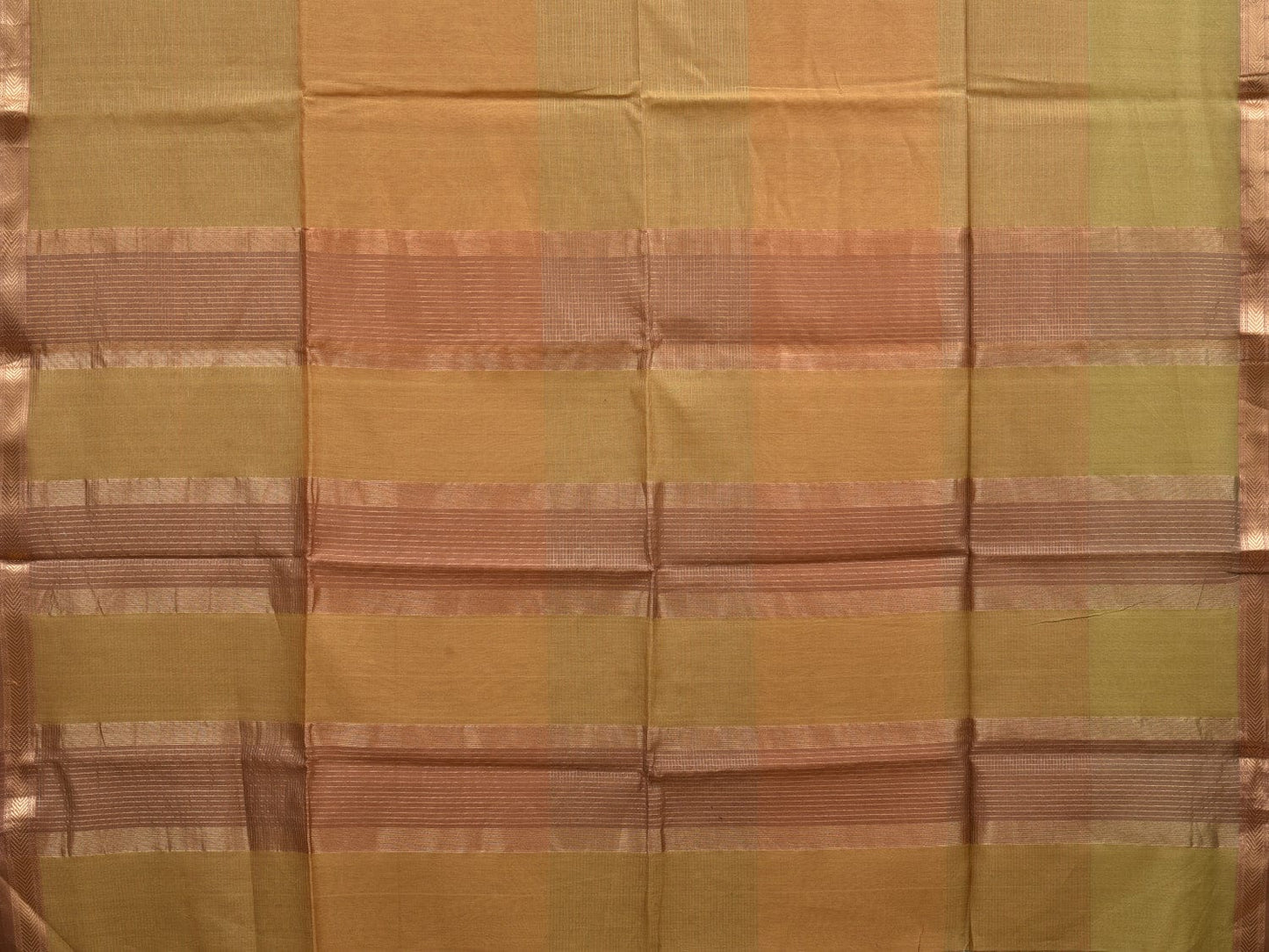 Olive Maheshwari Cotton Silk Handloom Saree with Strips Desgin m0144