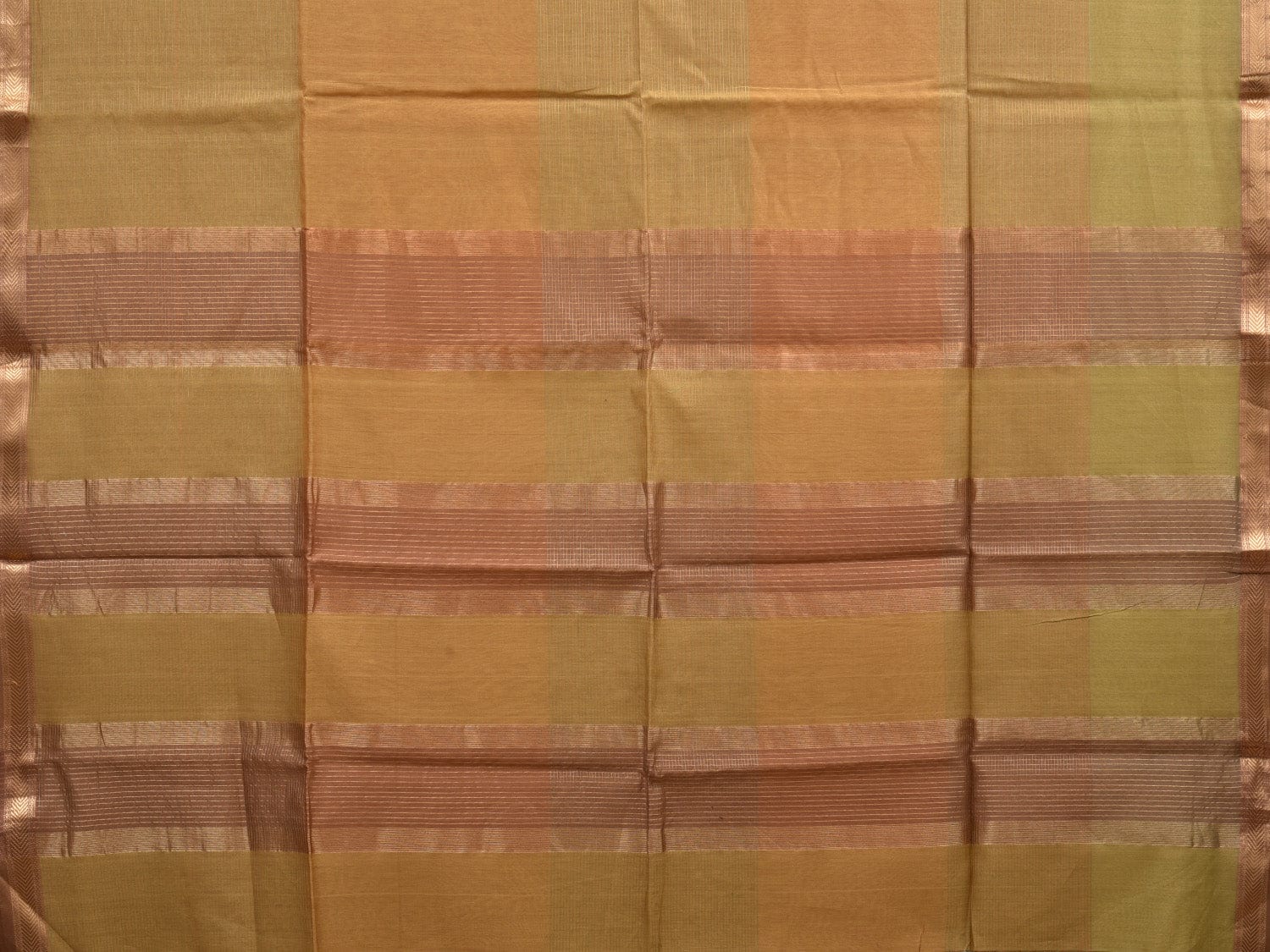 Olive Maheshwari Cotton Silk Handloom Saree with Strips Desgin m0144