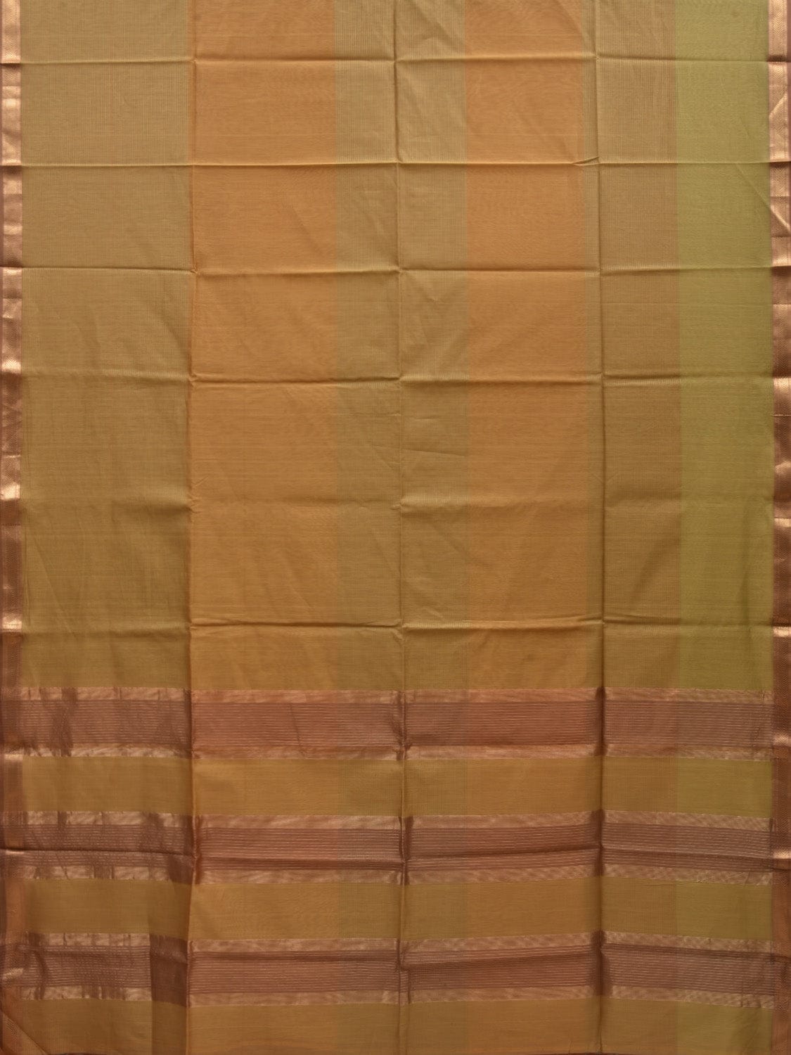 Olive Maheshwari Cotton Silk Handloom Saree with Strips Desgin m0144