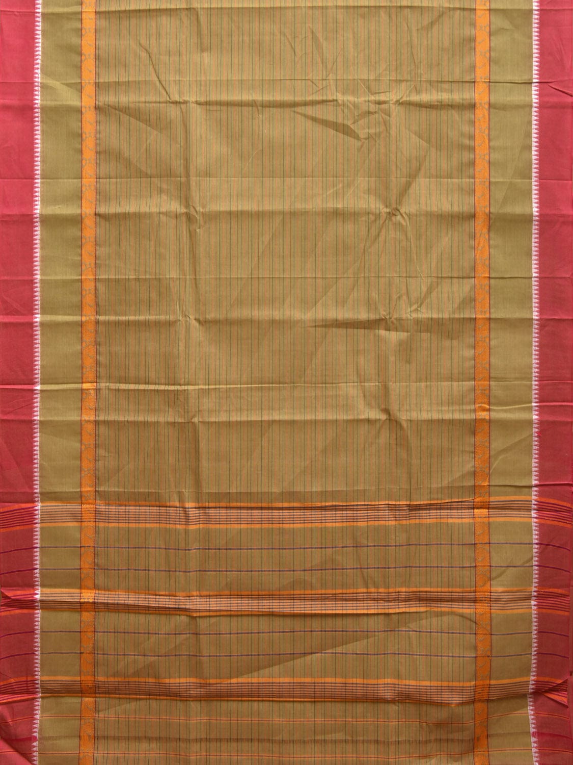 Olive Narayanpet Cotton Handloom Saree with Big Border Design No Blouse np0851