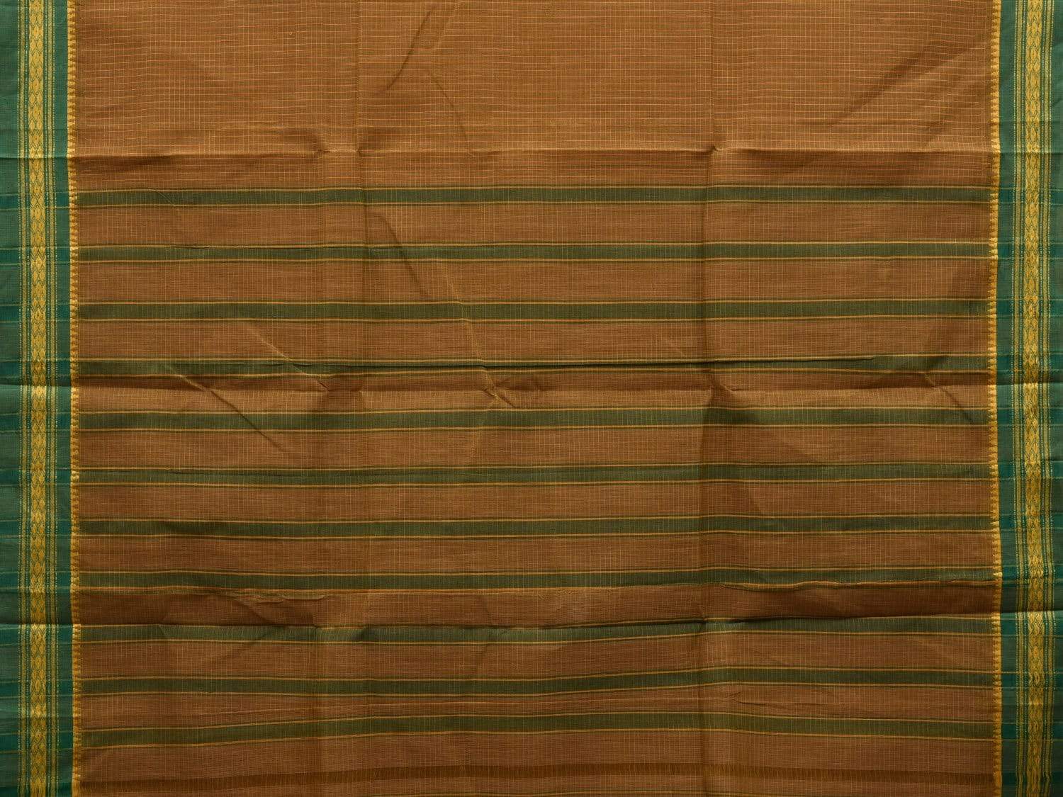 Olive Narayanpet Cotton Handloom Saree with Checks Design No Blouse np0512