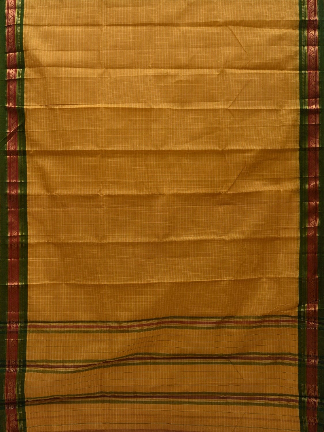 Olive Narayanpet Cotton Handloom Saree with Checks Design No Blouse np0541