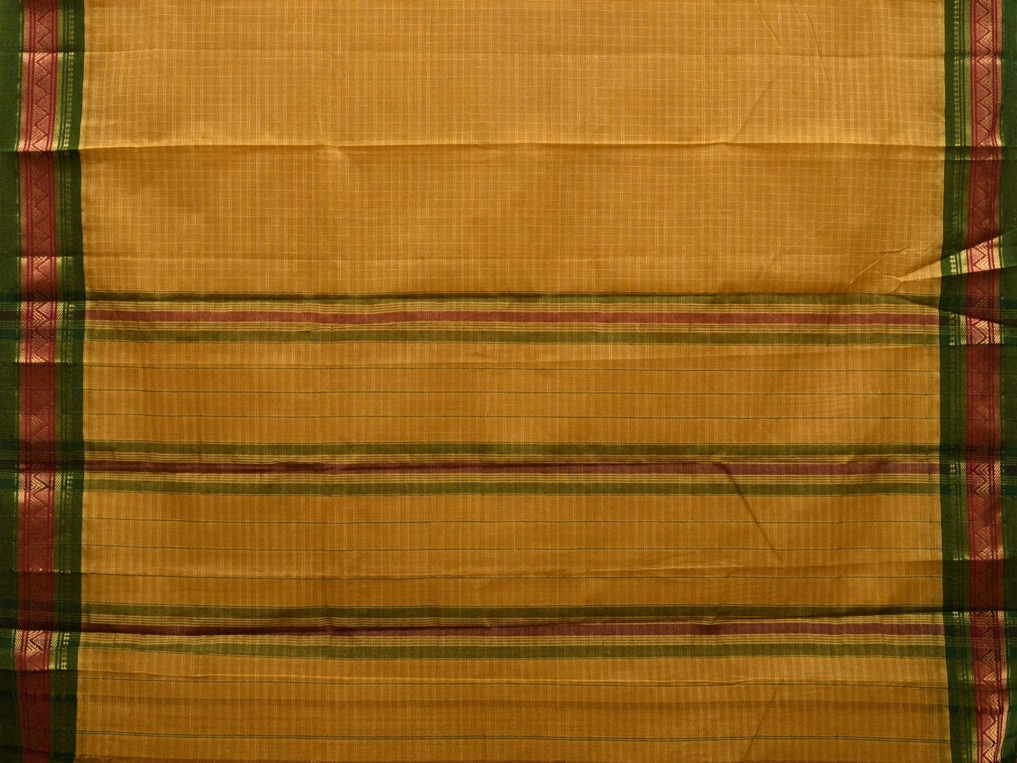 Olive Narayanpet Cotton Handloom Saree with Checks Design No Blouse np0541