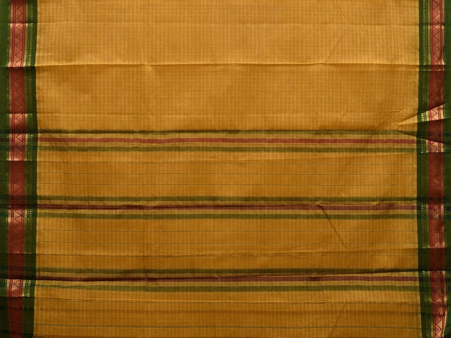 Olive Narayanpet Cotton Handloom Saree with Checks Design No Blouse np0541