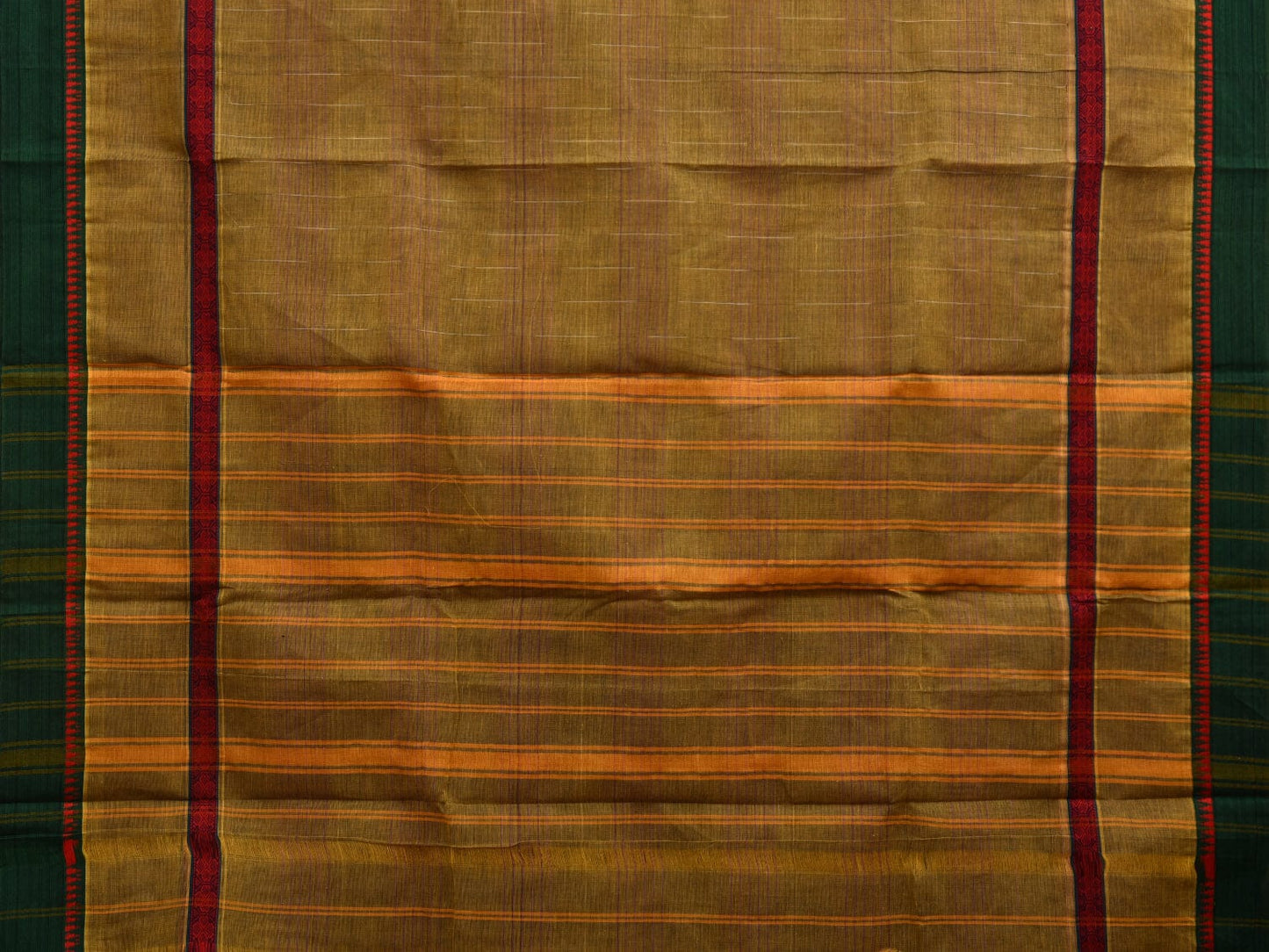 Olive Narayanpet Cotton Handloom Saree with Checks Design No Blouse np0561