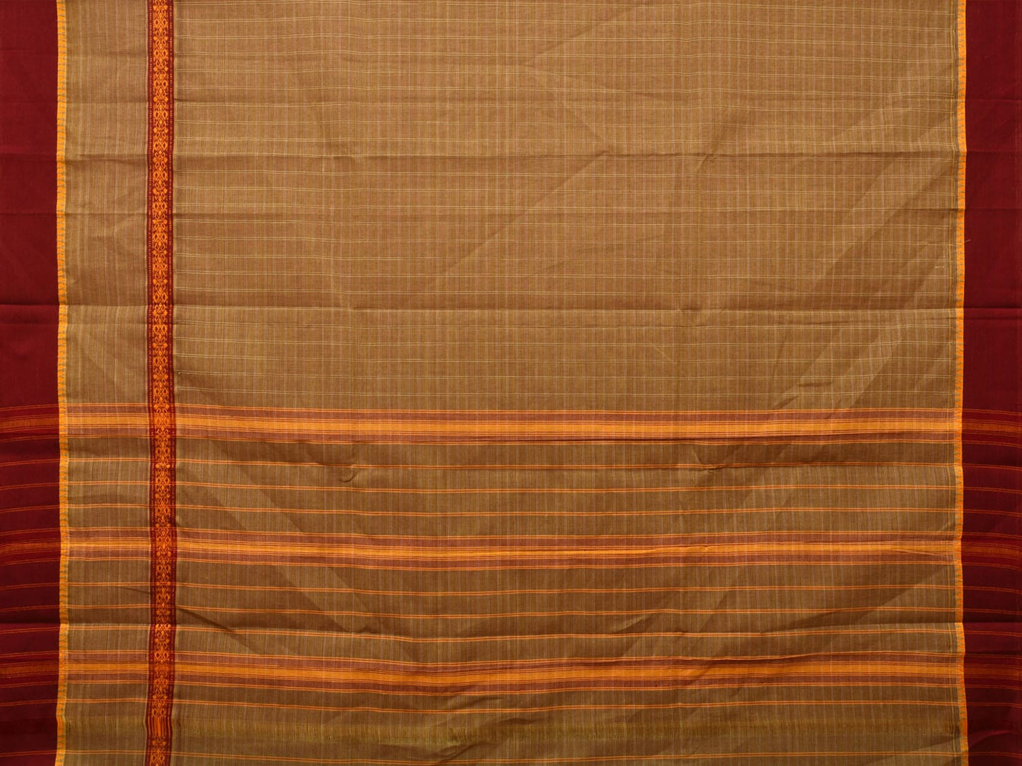 Olive Narayanpet Cotton Handloom Saree with Checks Design No Blouse np0658