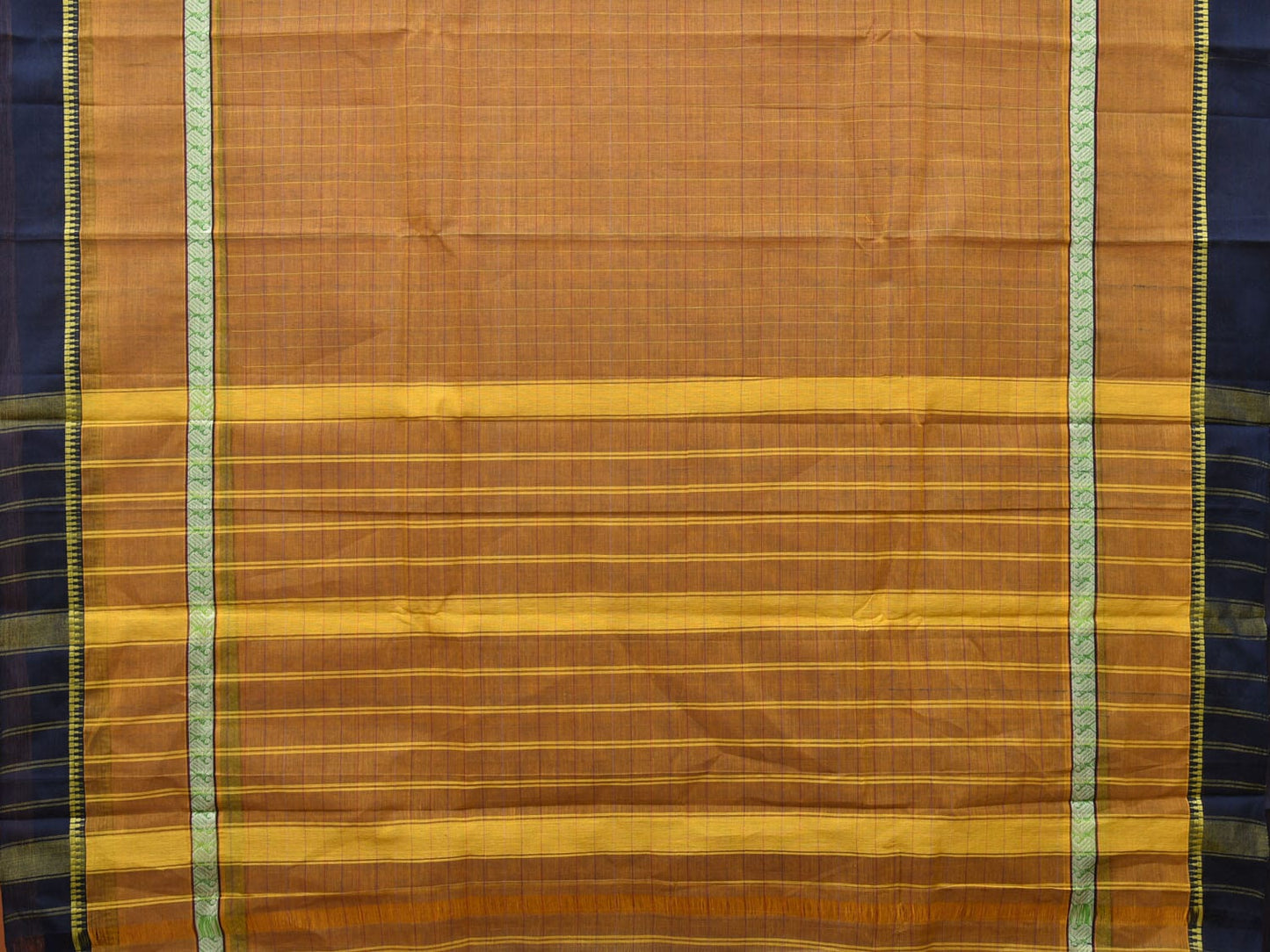 Olive Narayanpet Cotton Handloom Saree with Checks Design No Blouse np0667