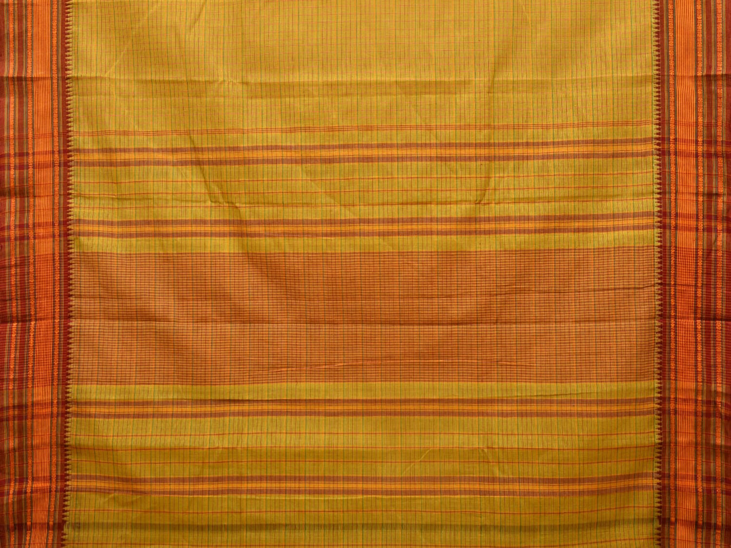 Olive Narayanpet Cotton Handloom Saree with Checks Design No Blouse np0793
