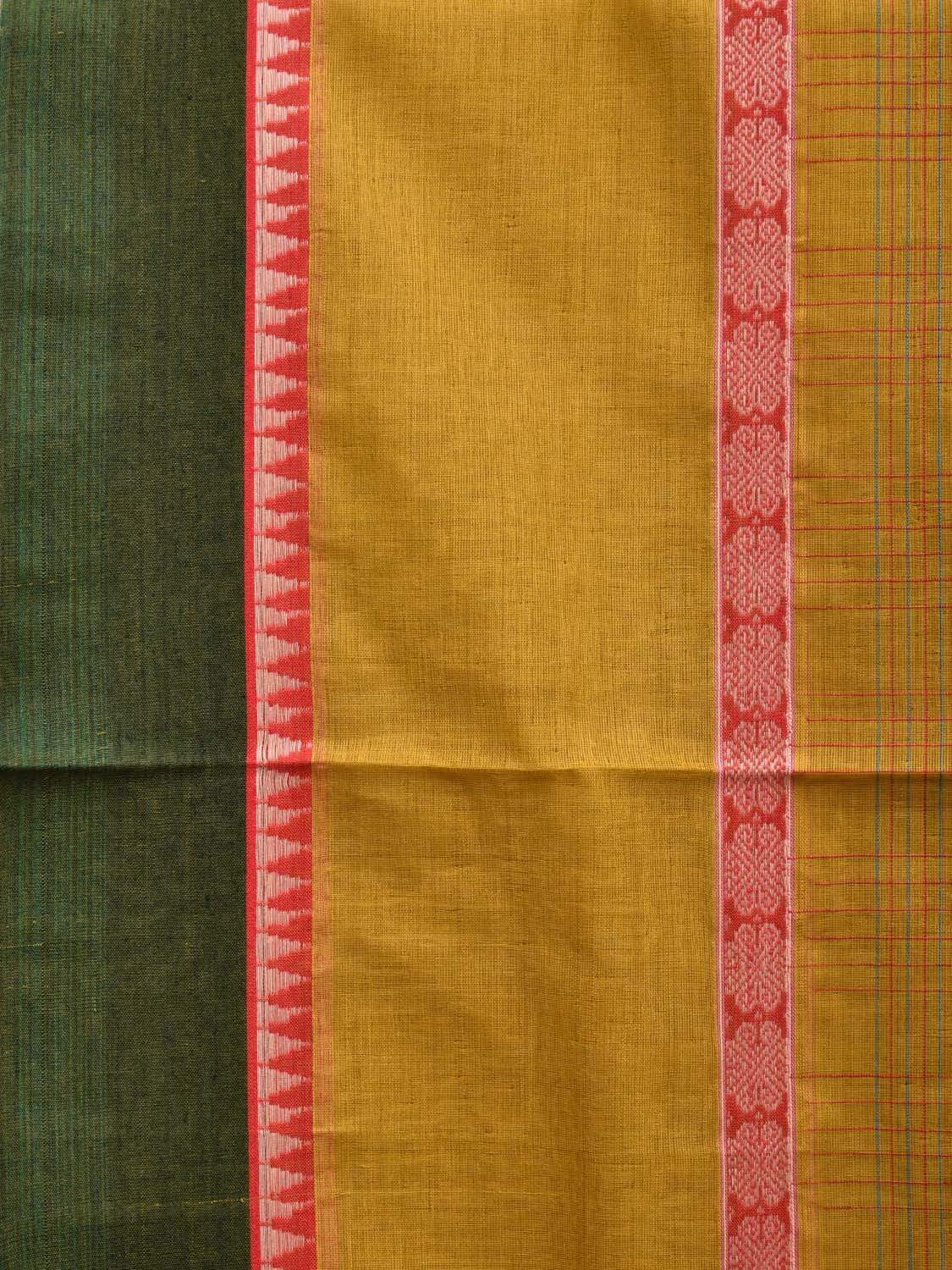 Olive Narayanpet Cotton Handloom Saree with Checks Design np0452