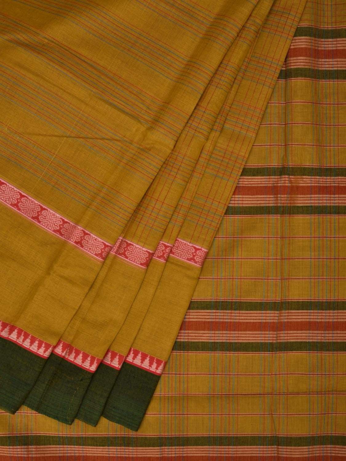 Olive Narayanpet Cotton Handloom Saree with Checks Design np0452