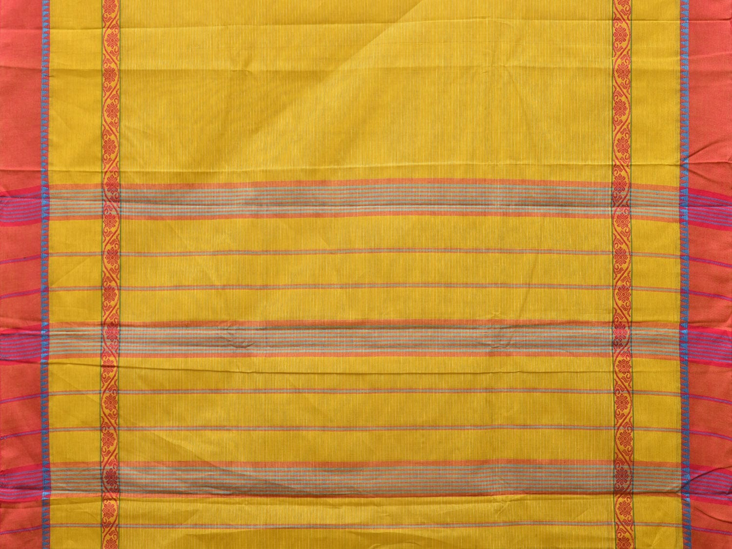 Olive Narayanpet Cotton Handloom Saree with One Side Big Border Design No Blouse np0785