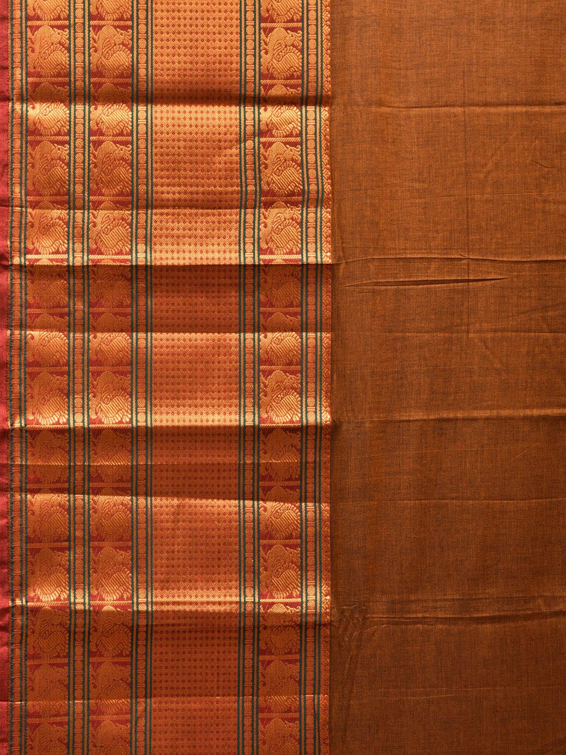 Olive Narayanpet Cotton Handloom Saree with One Side Big Border No Blouse np0741