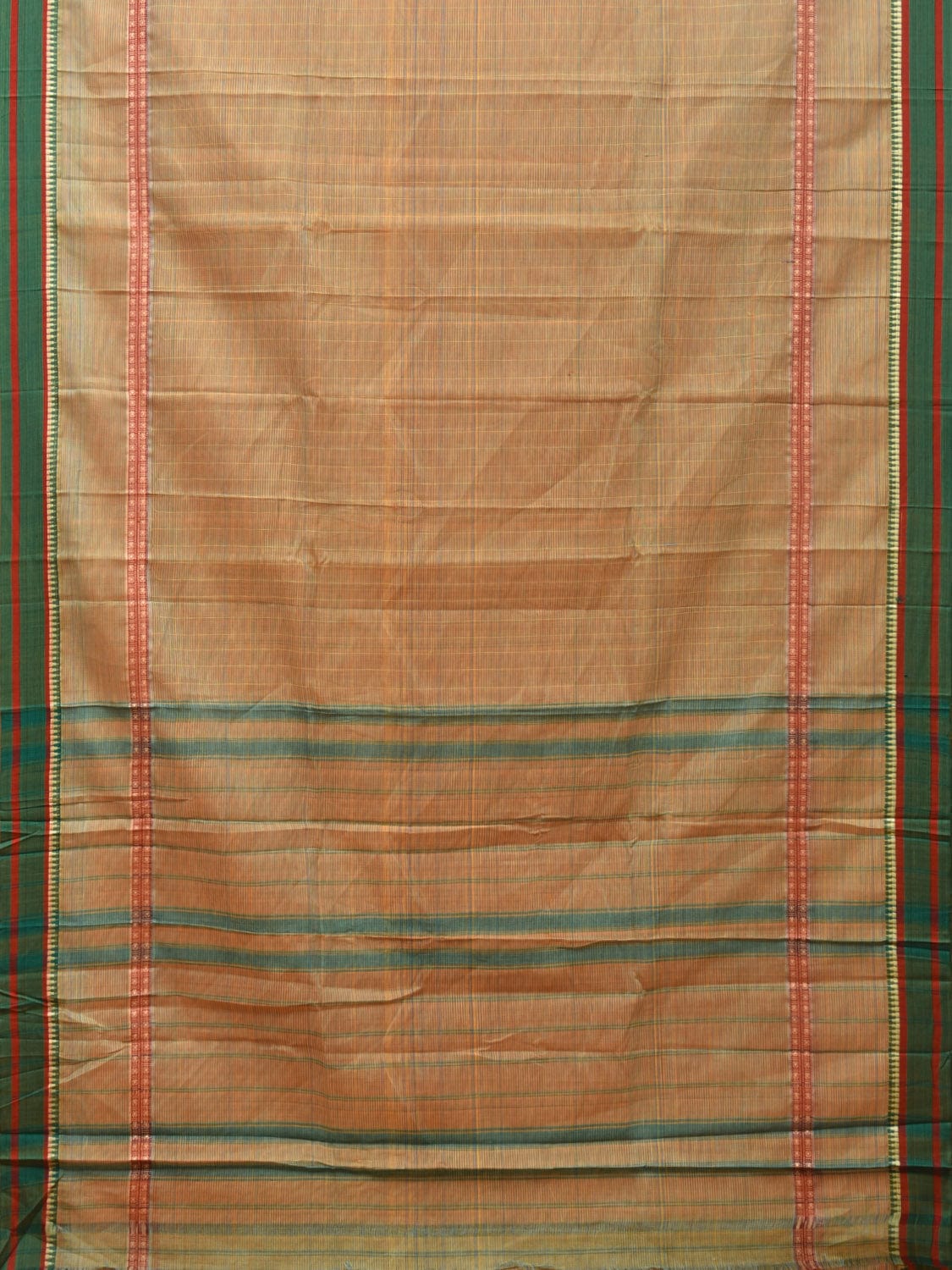 Olive Narayanpet Cotton Handloom Saree with Strips Design No Blouse np0747