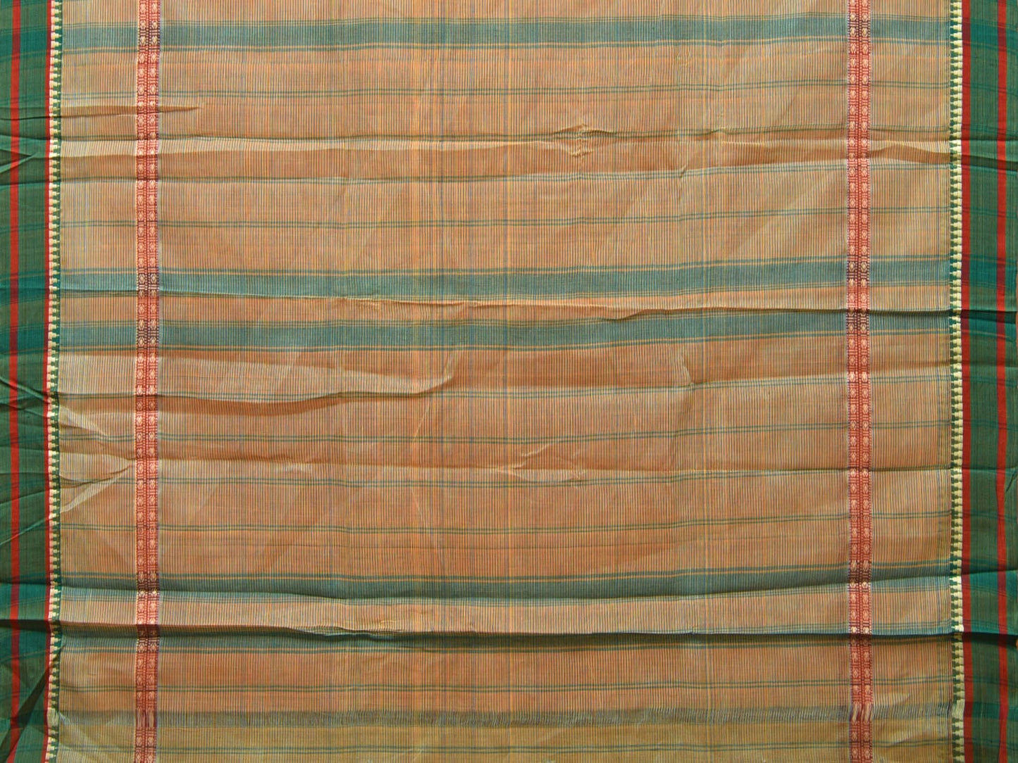 Olive Narayanpet Cotton Handloom Saree with Strips Design No Blouse np0747