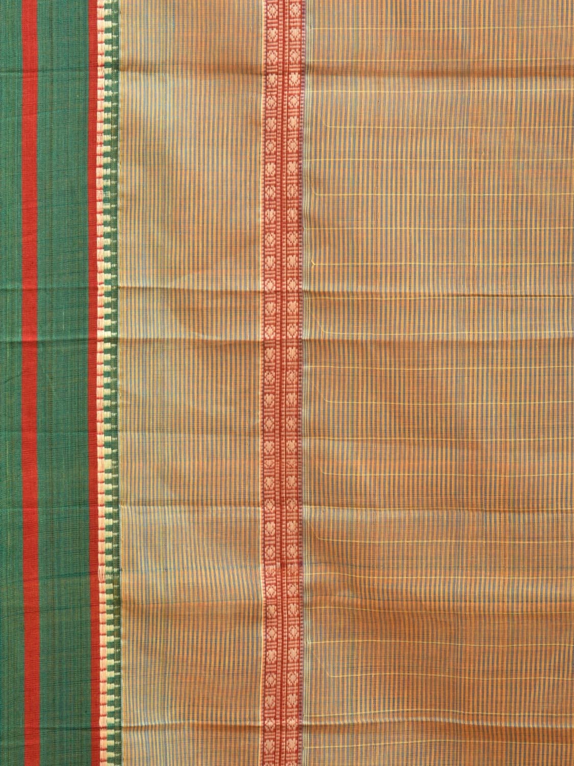 Olive Narayanpet Cotton Handloom Saree with Strips Design No Blouse np0747