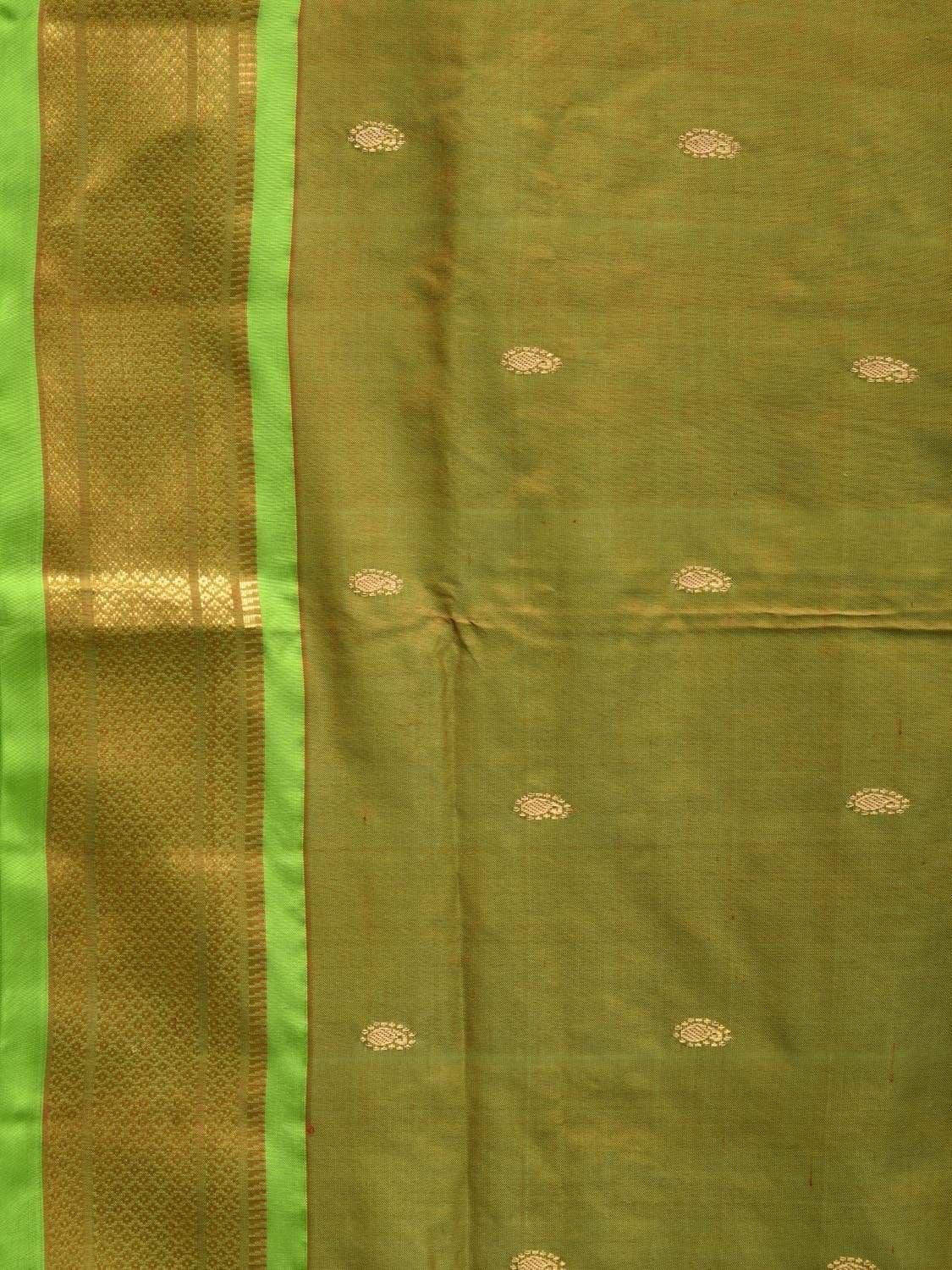 Olive Paithani Silk Handloom Saree with Double Pallu Design p0397